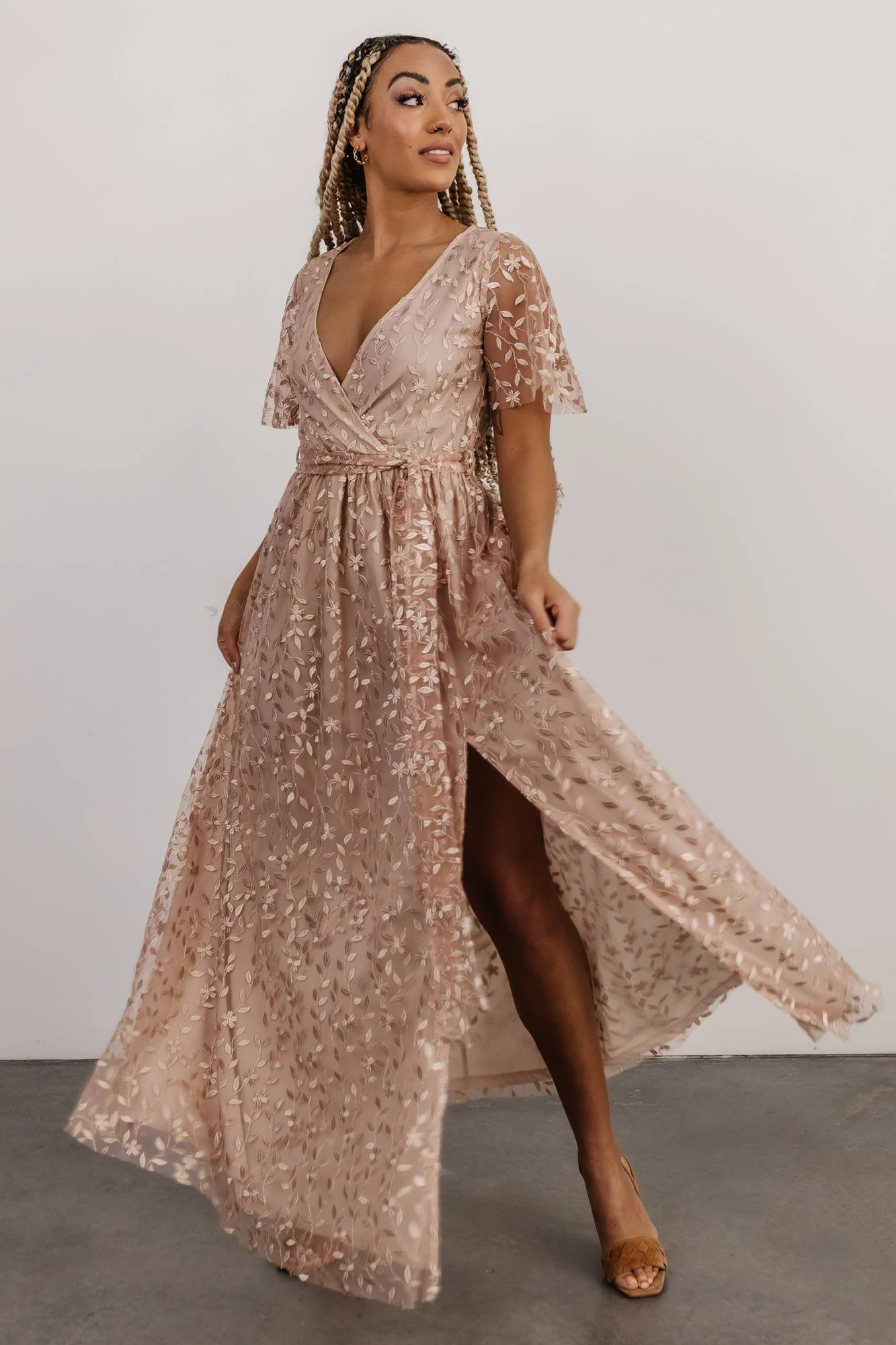 Marseille Embossed Maxi Dress | Champagne