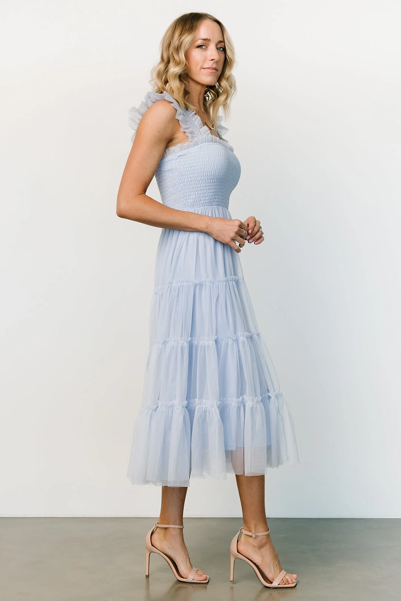 Emma Smocked Tulle Dress | Light Blue