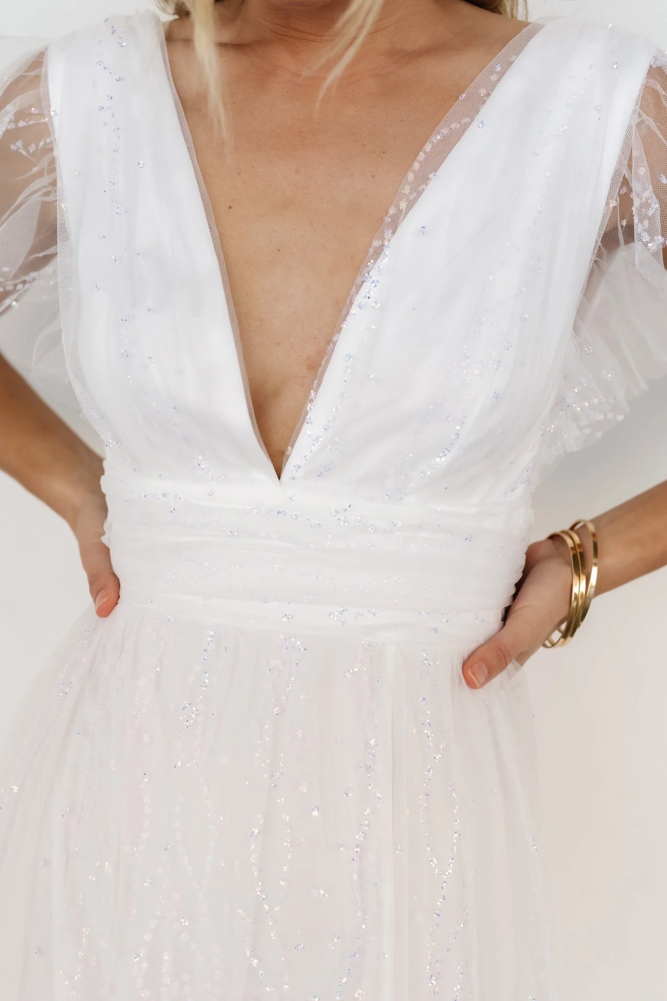 Annika Sequin Mesh Maxi Dress | Off White