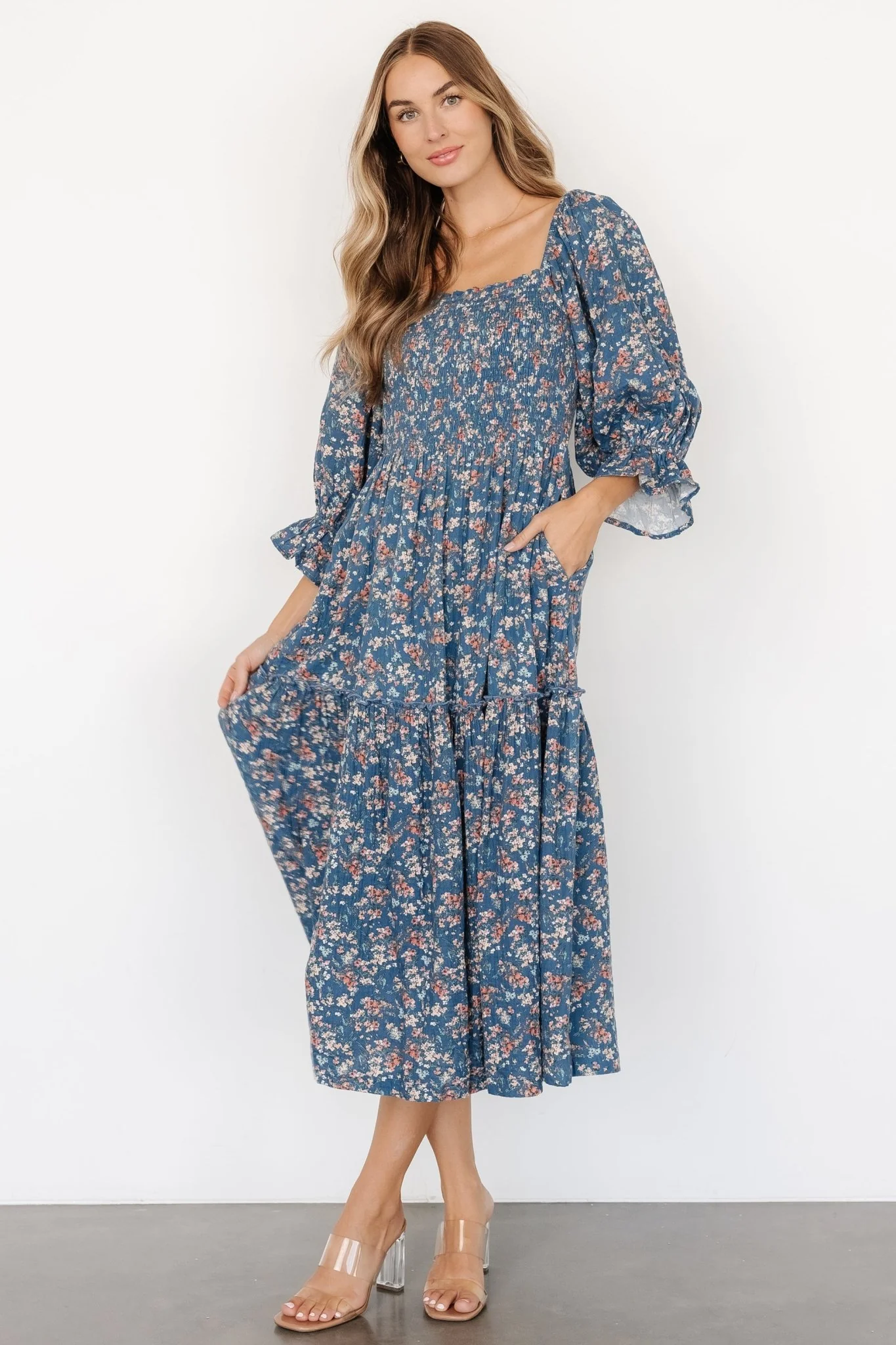 Sedona Smocked Dress | Blue Floral