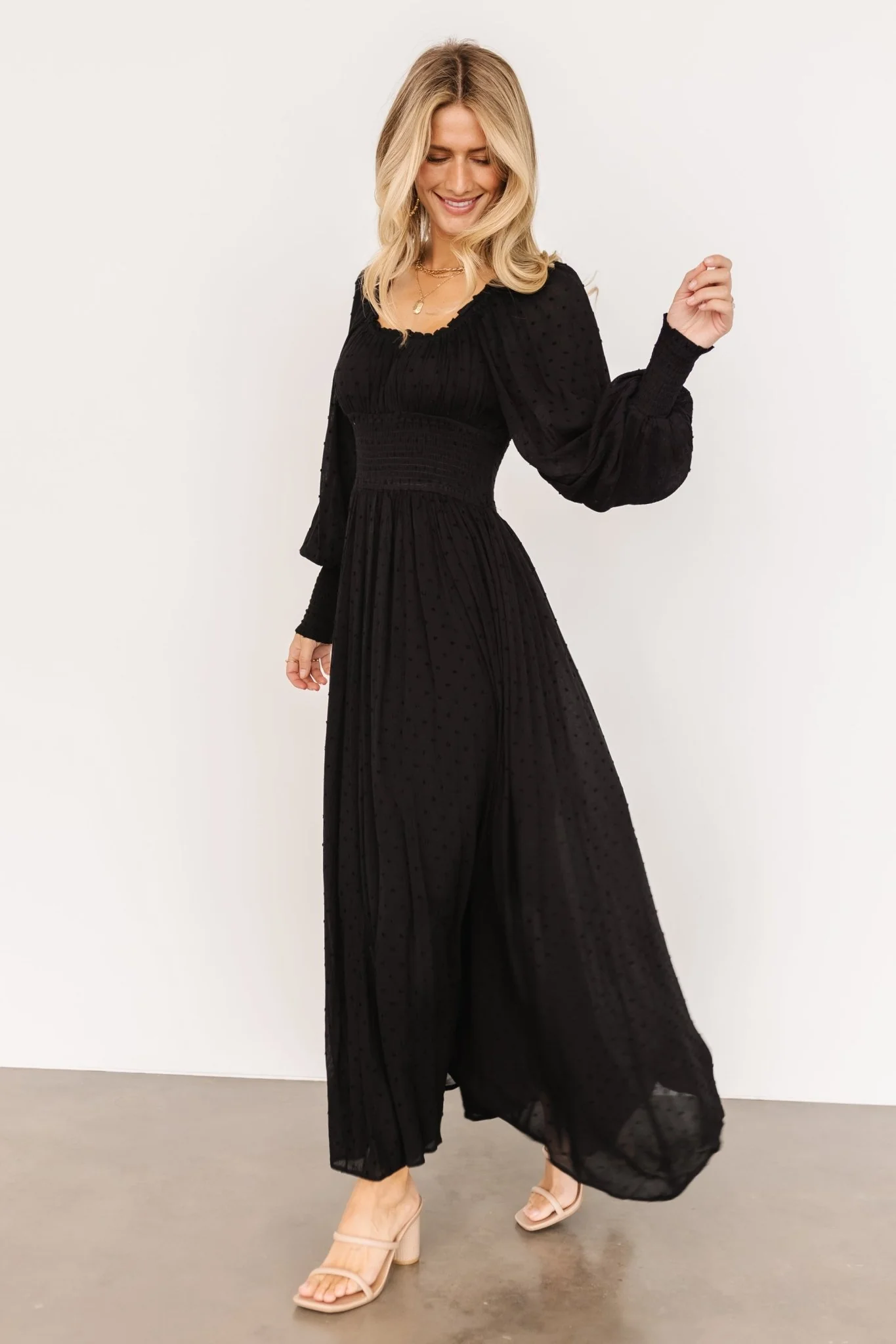 Renata Dot Maxi Dress | Black