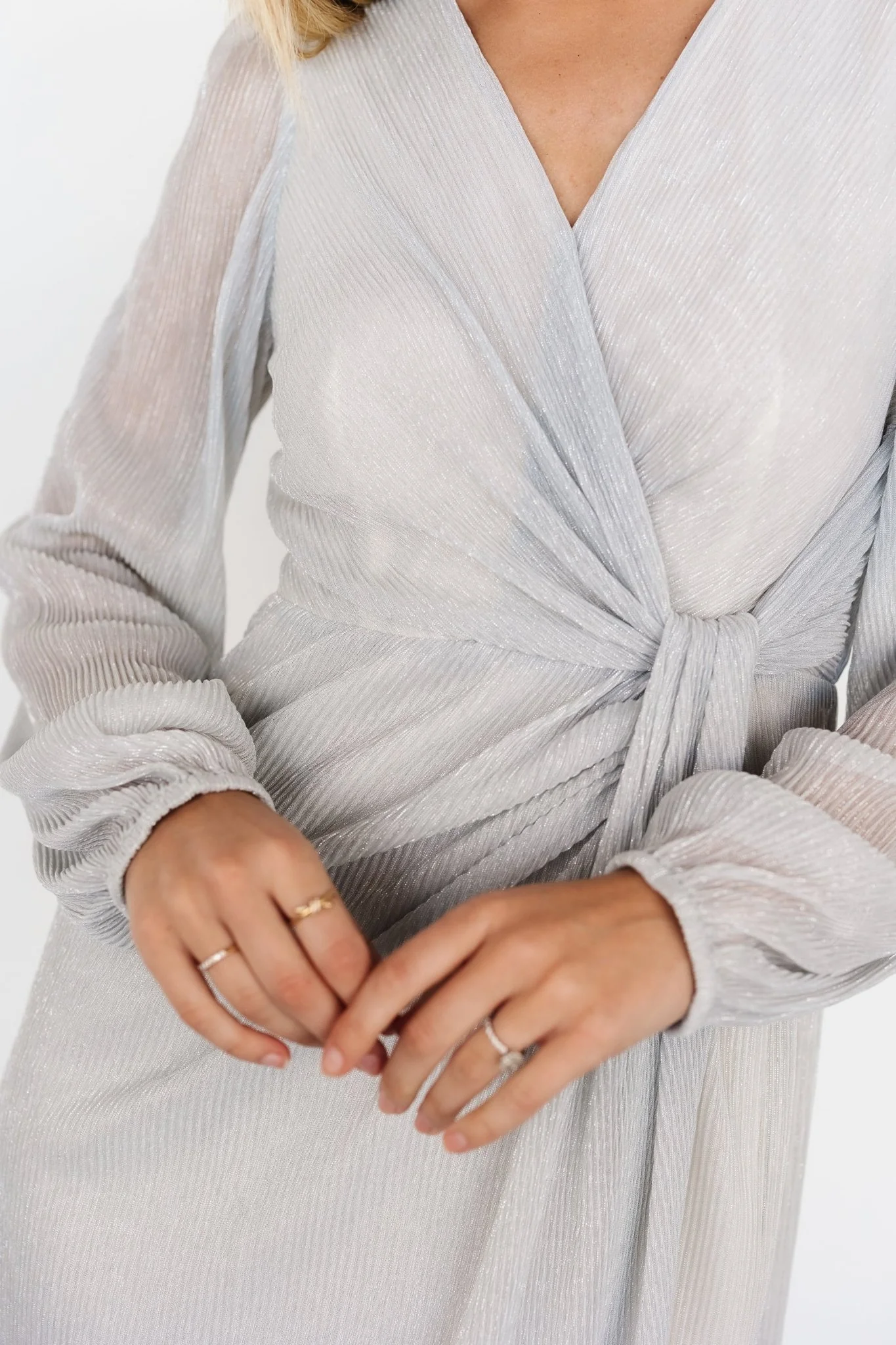 Devlyn Pleated Dress | Silver Shimmer