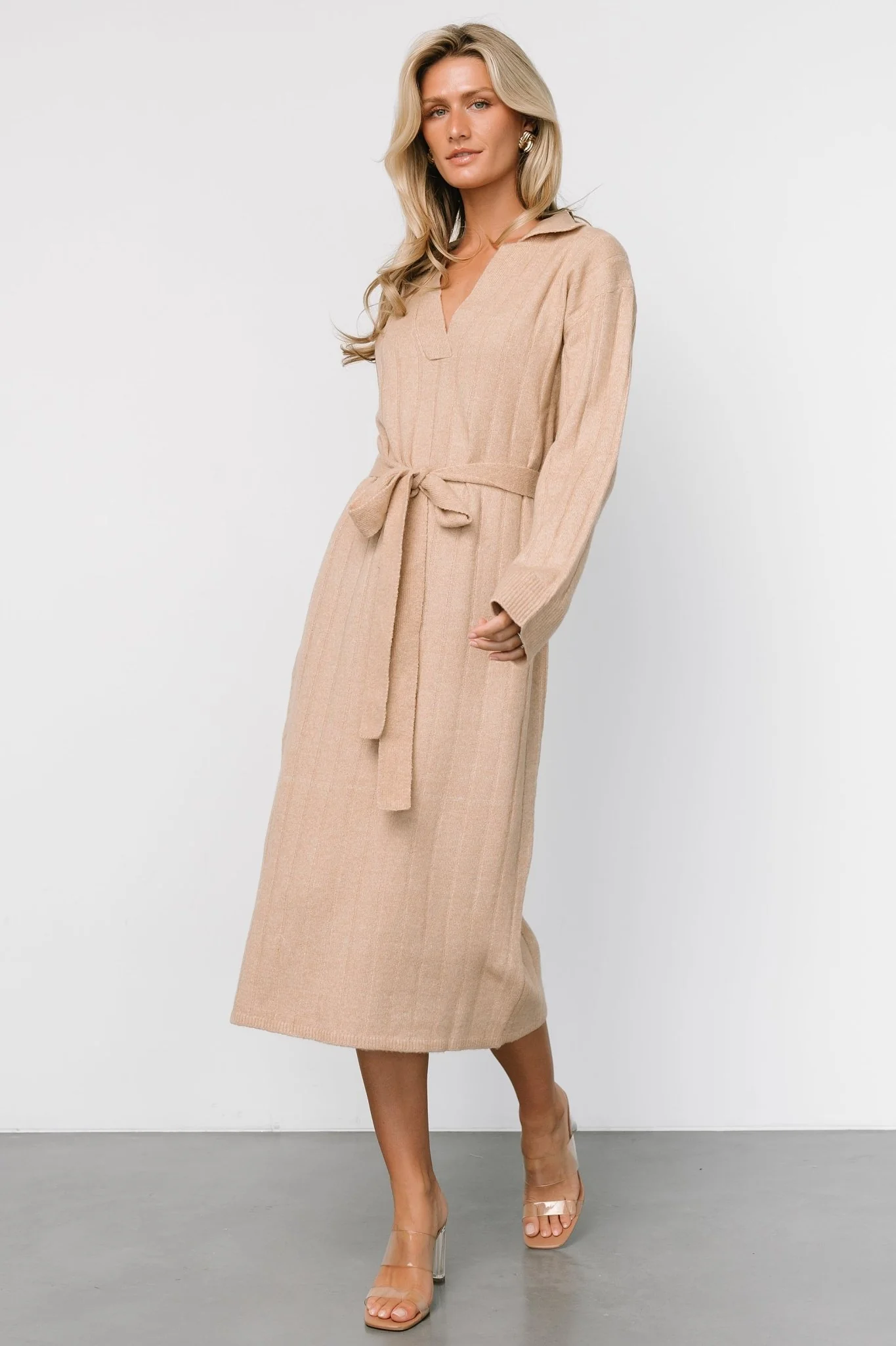 Barrie Sweater Dress | Light Tan