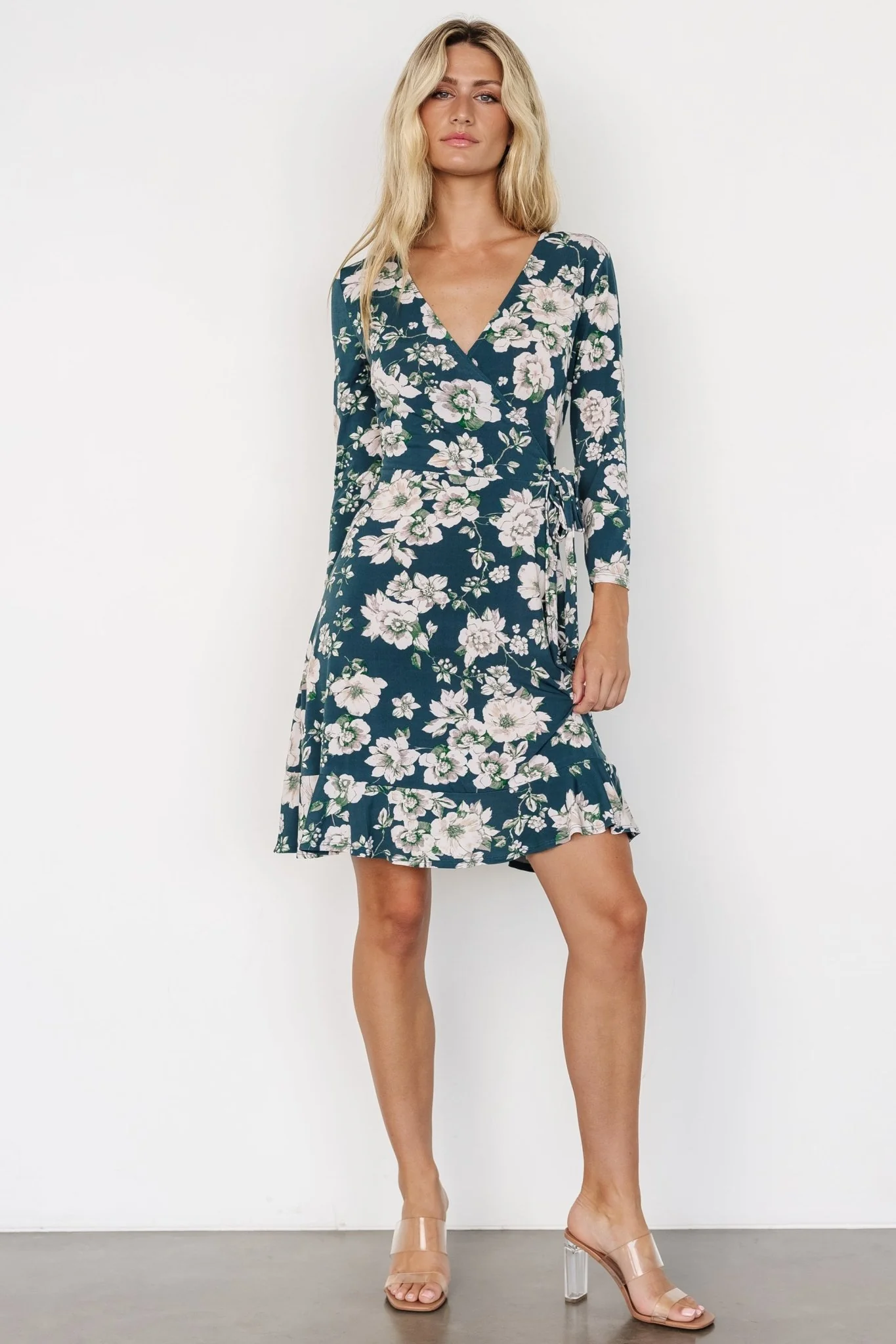 Declan Short Dress | Dark Green Floral