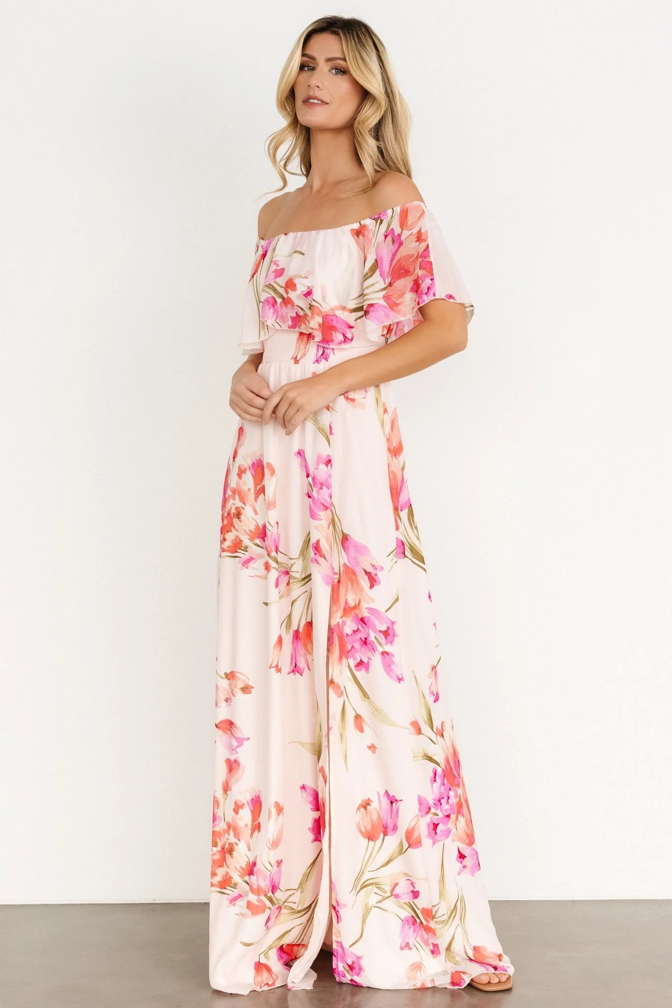 Daphne Off Shoulder Maxi Dress | Blush Floral
