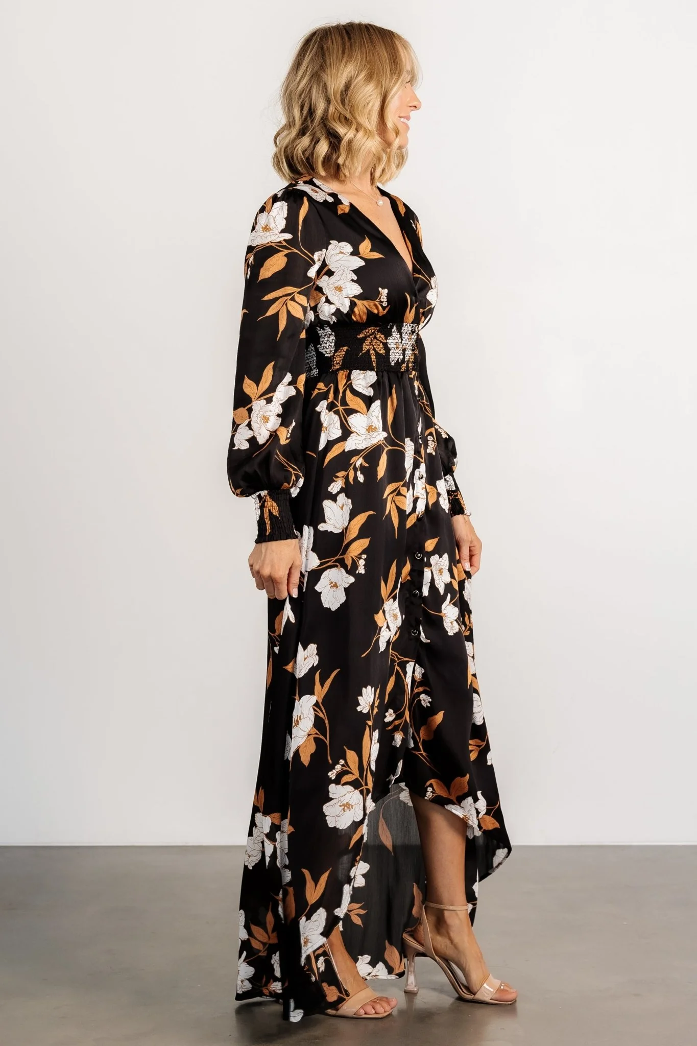 Mayfair High Low Maxi Dress | Black Floral