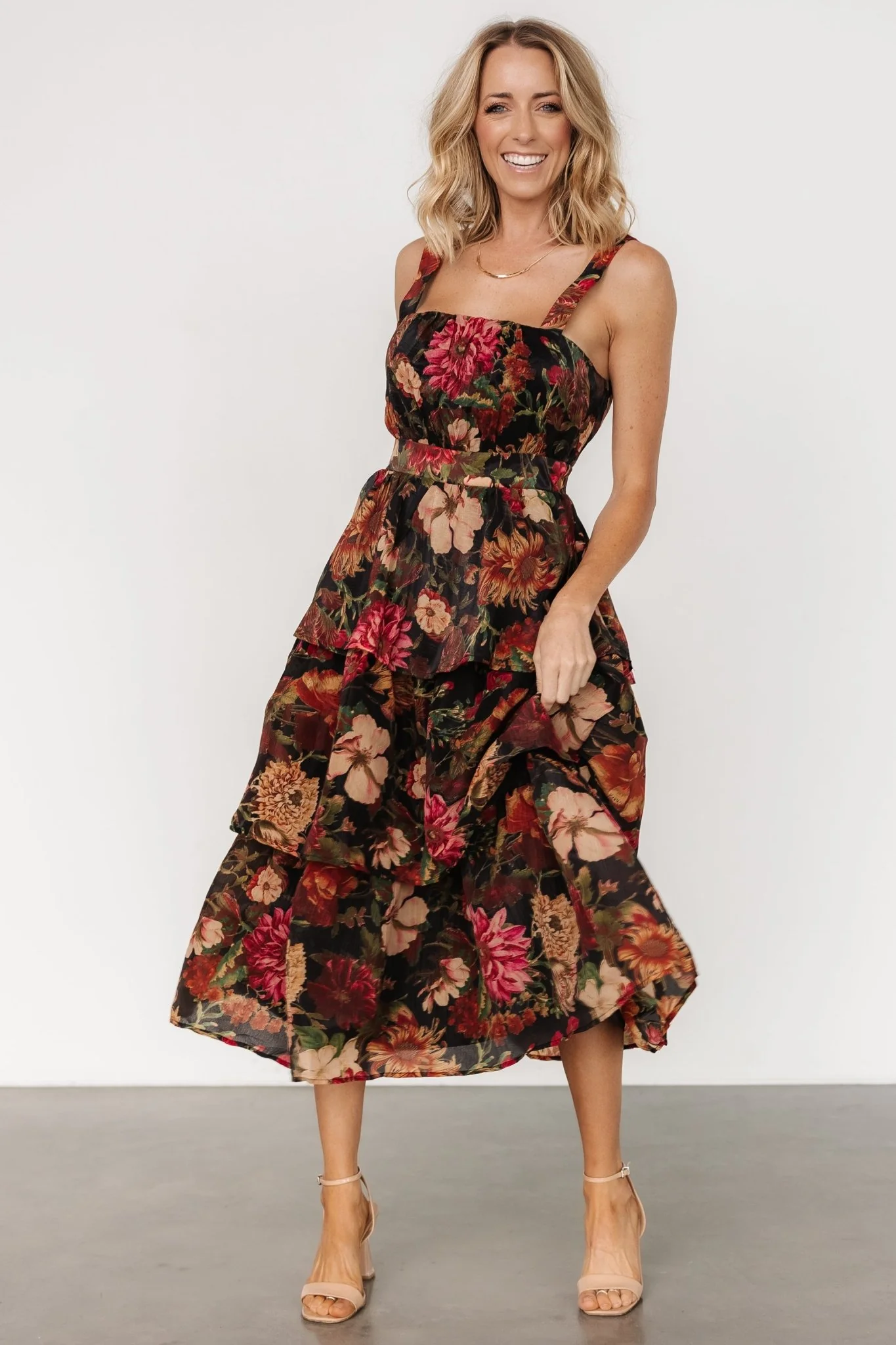 Cologne Tiered Dress | Black Floral
