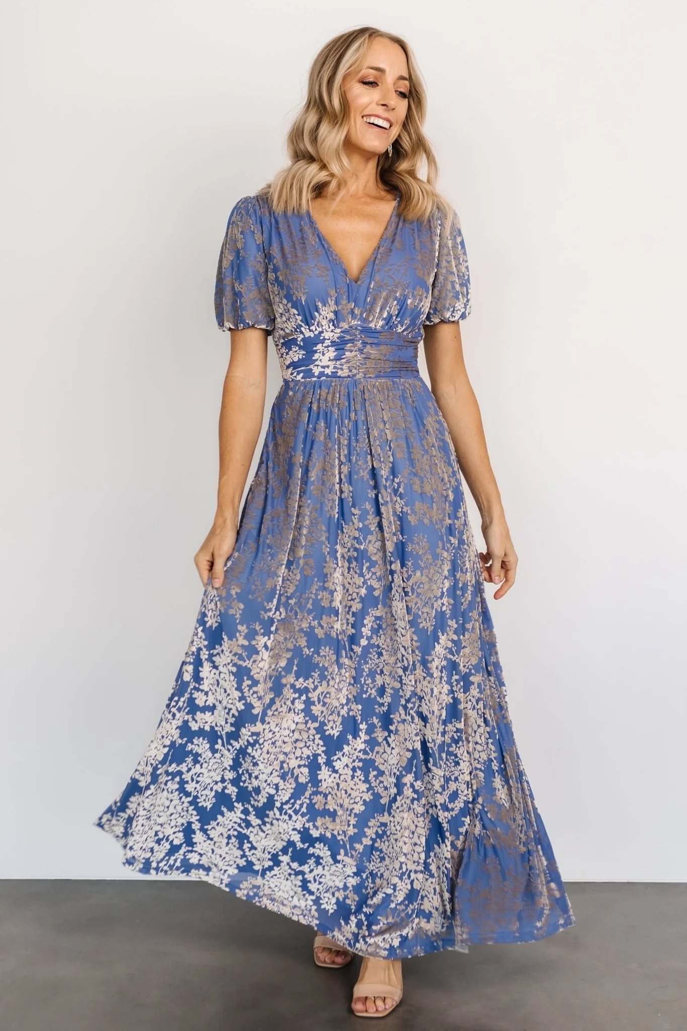 Leslie Velvet Maxi Dress | Blue + Silver
