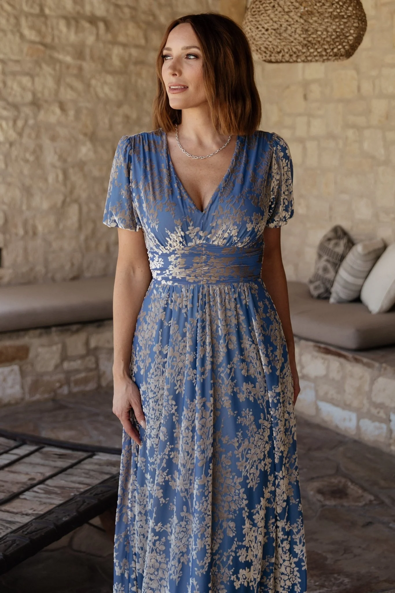 Leslie Velvet Maxi Dress | Blue + Silver