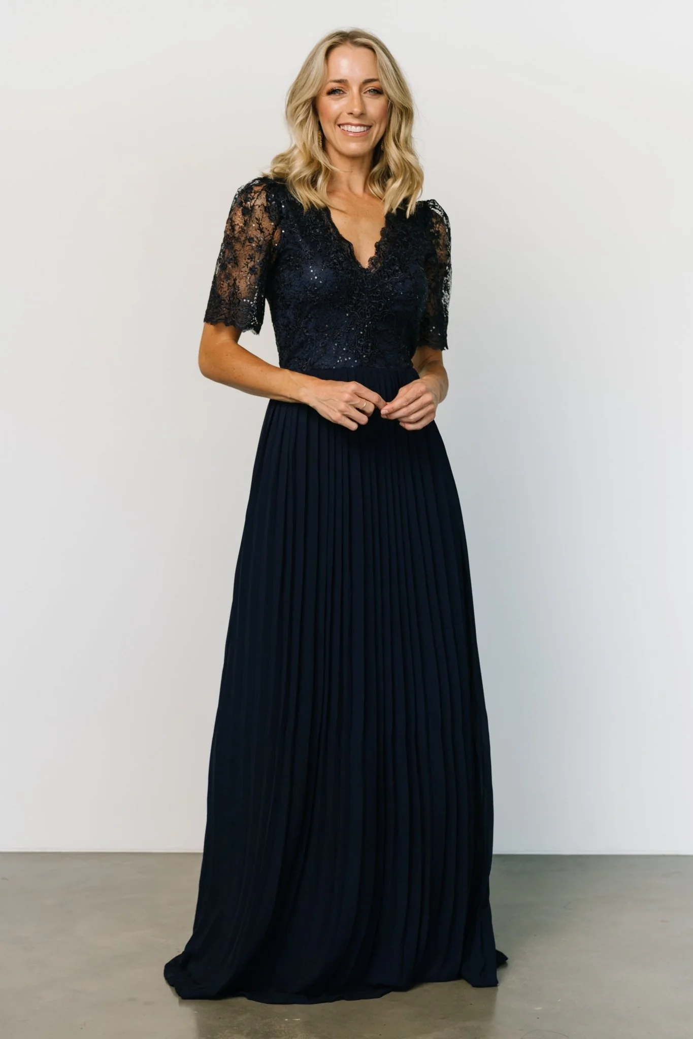 Josephine Pleated Maxi Dress | Navy