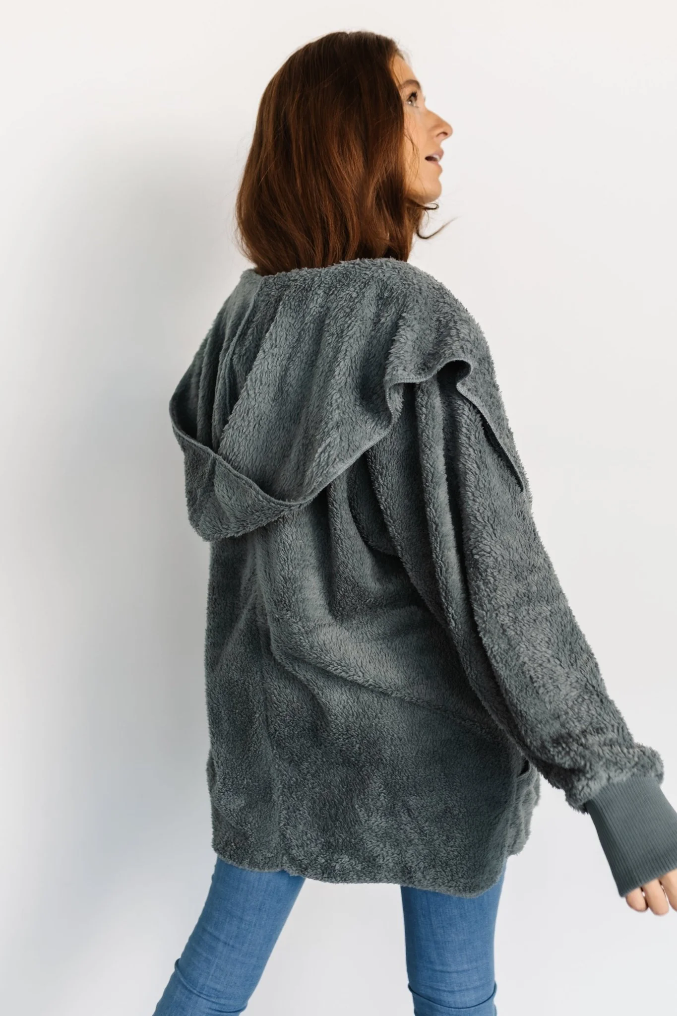 Melrose Teddy Jacket | Dusty Blue