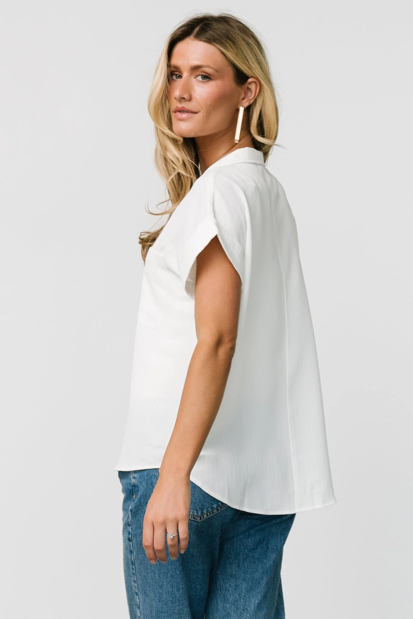 Shaylee Button Up Top | Off White