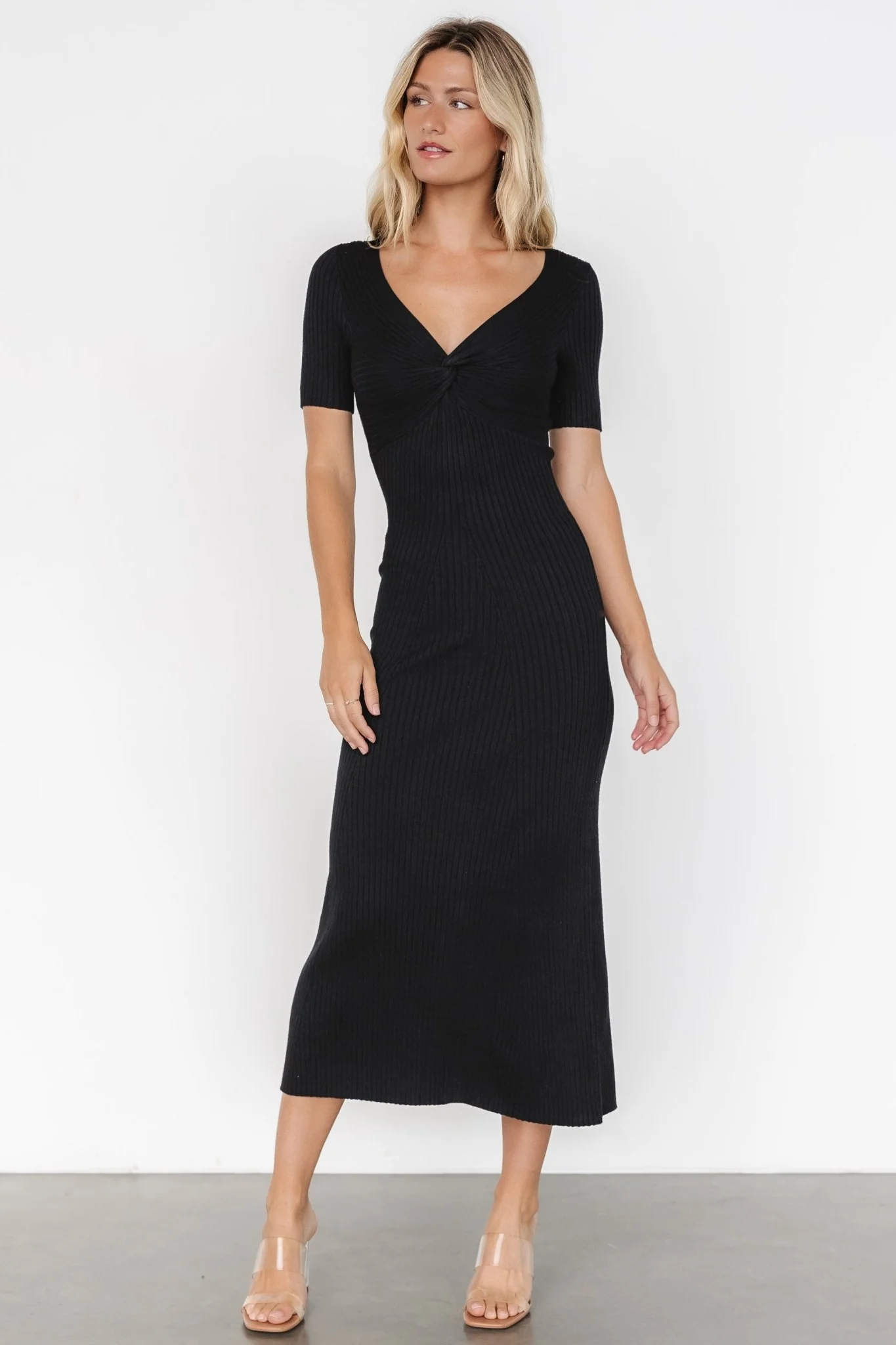 Keren Ribbed Maxi Dress | Black