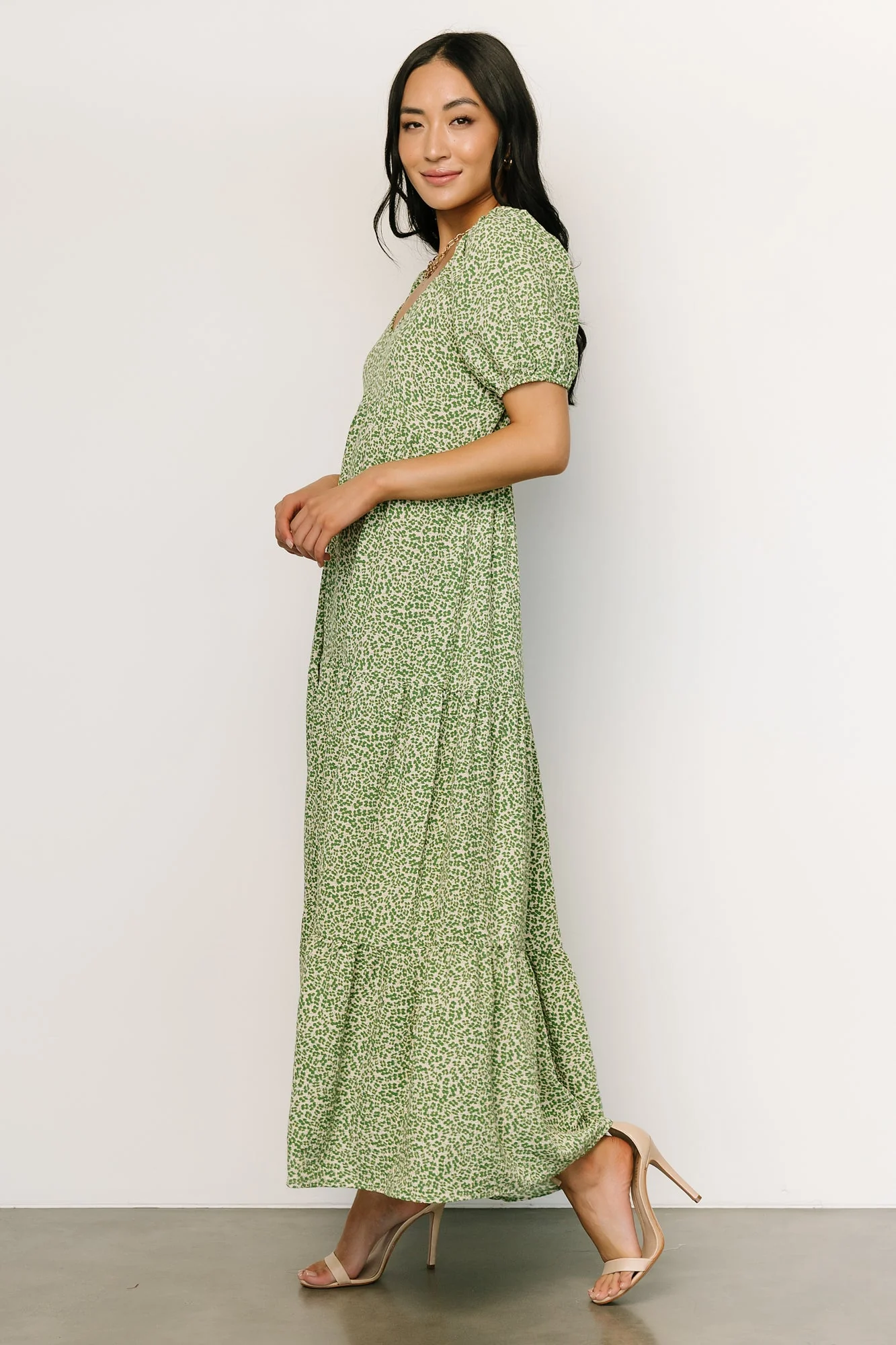 Gables Puff Sleeve Maxi Dress | Green Multi