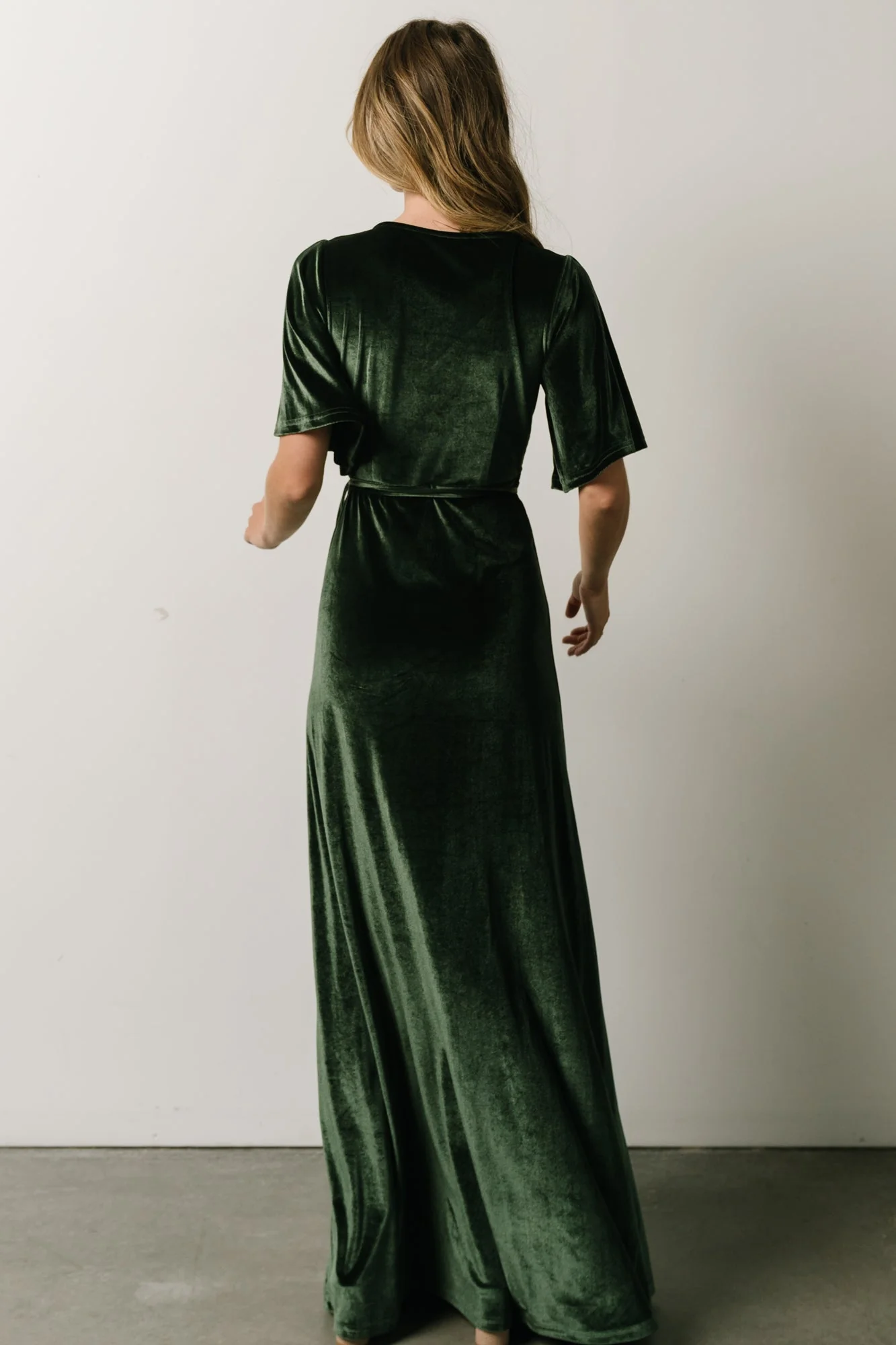 Meghan Velvet Wrap Maxi Dress | Deep Green