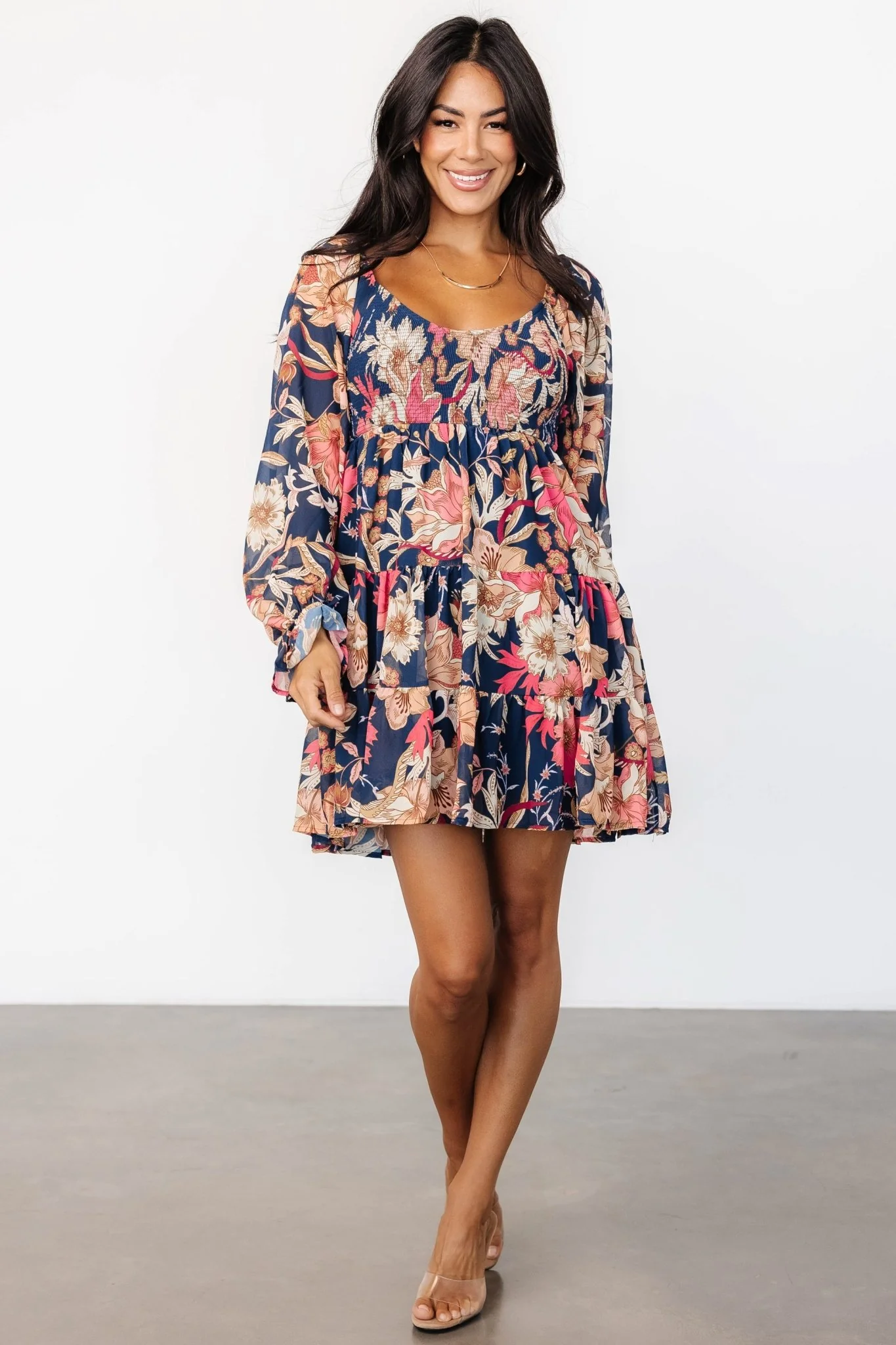 Rubi Short Dress | Navy Multi Floral