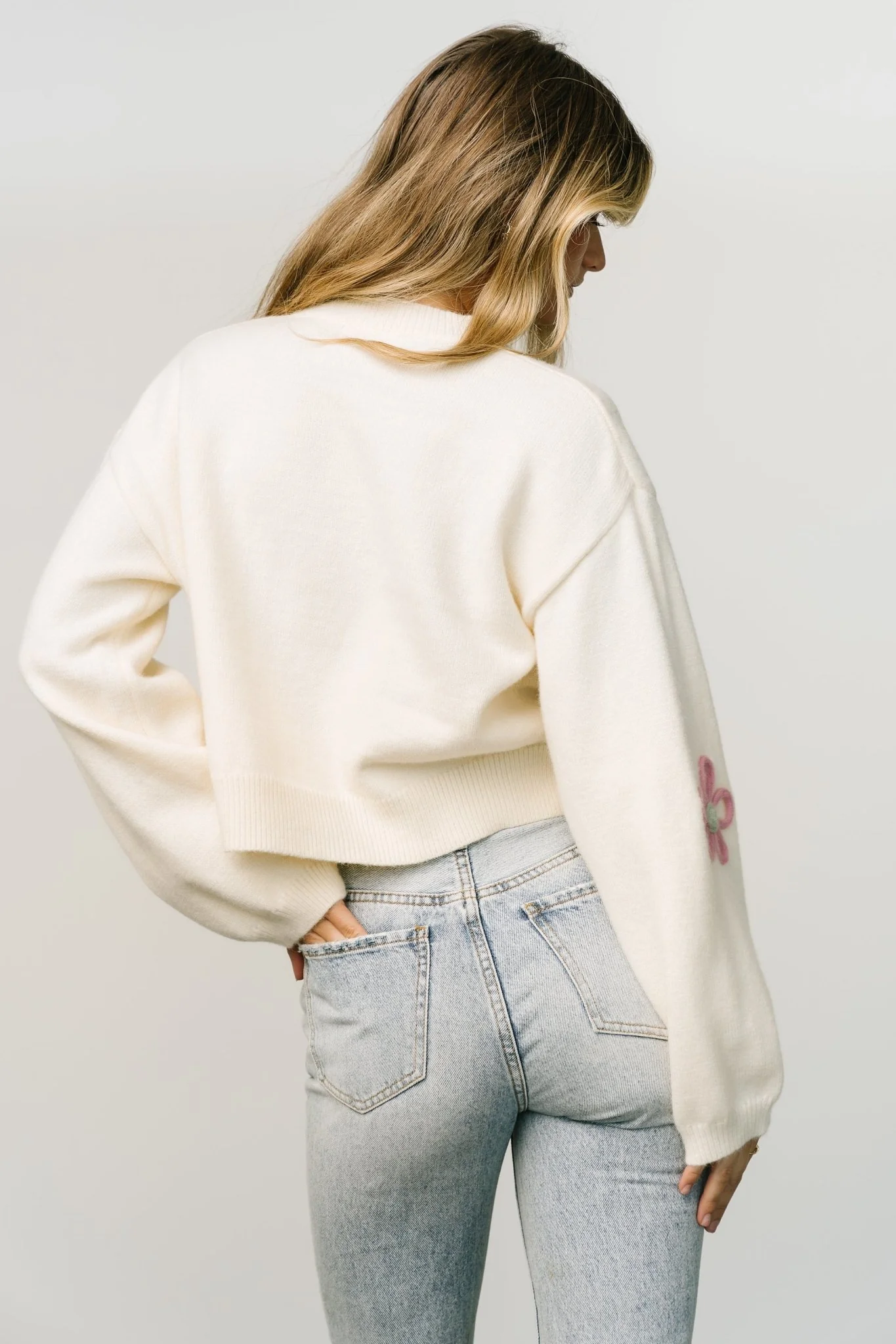 Annie Flower Knit Sweater | Cream