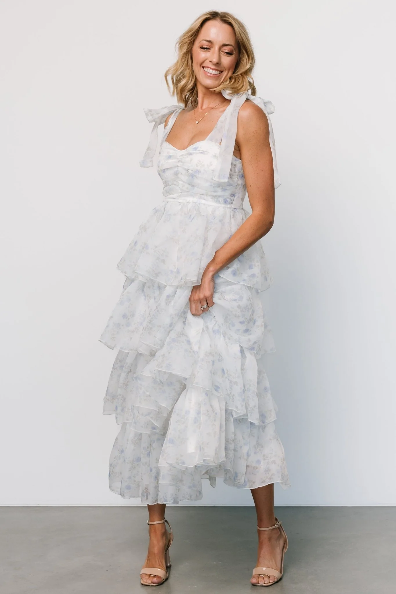 Rosemary Tiered Dress | Light Blue Floral