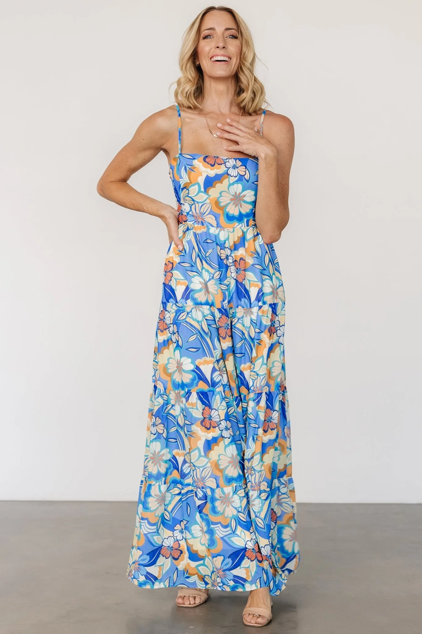 Jannica Tie Back Maxi Dress | Blue Multi