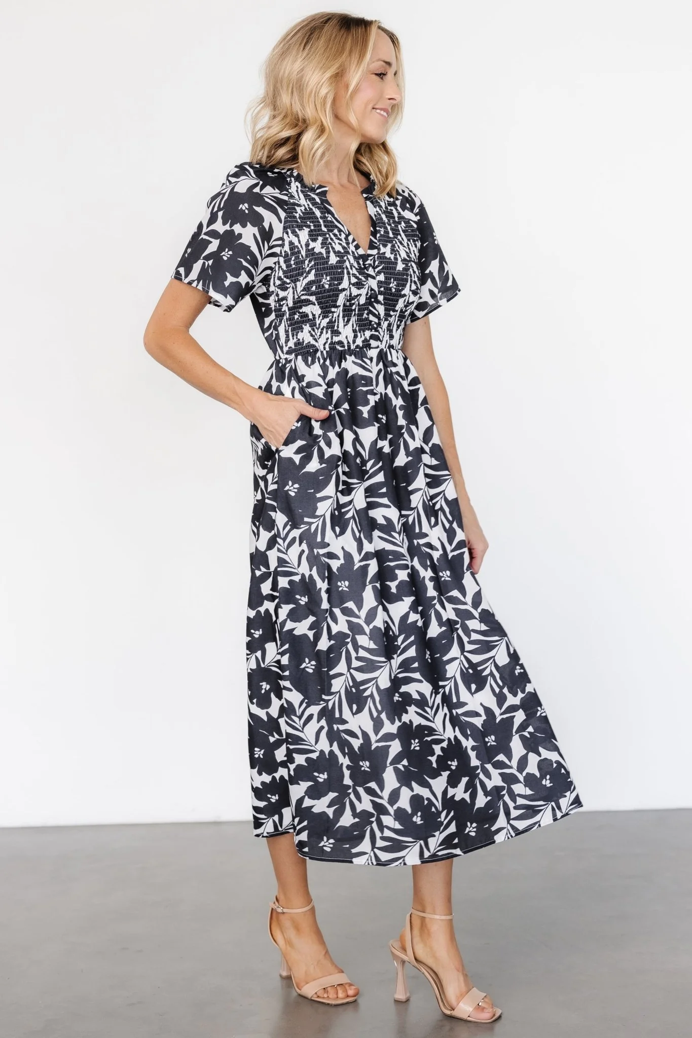 Annise Midi Dress | Black Floral