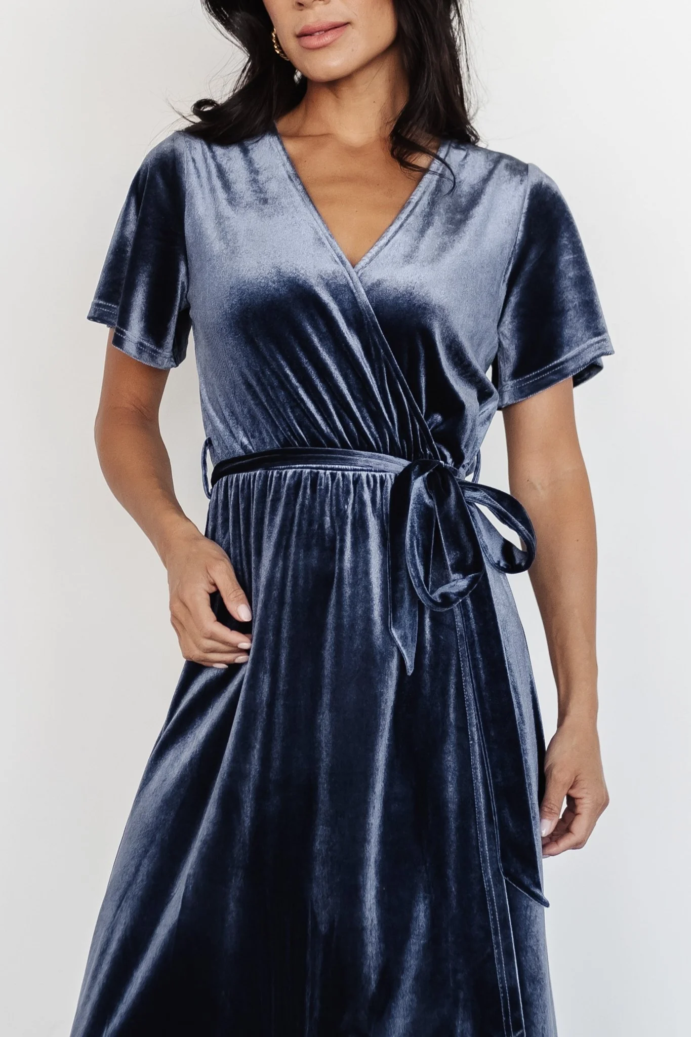 Nadine Velvet Midi Dress | Blue