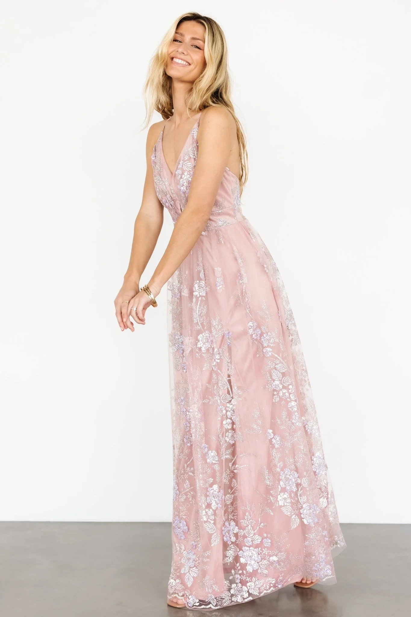 Lucienne Shimmer Maxi Gown | Blushing Rose