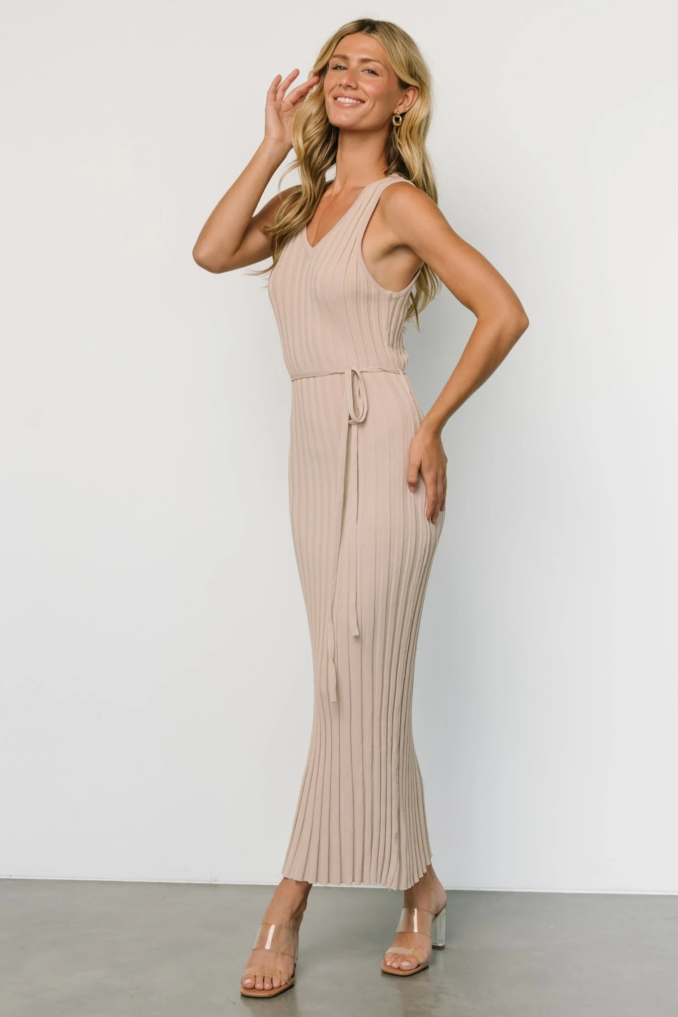 Drew Ribbed Knit Dress | Natural