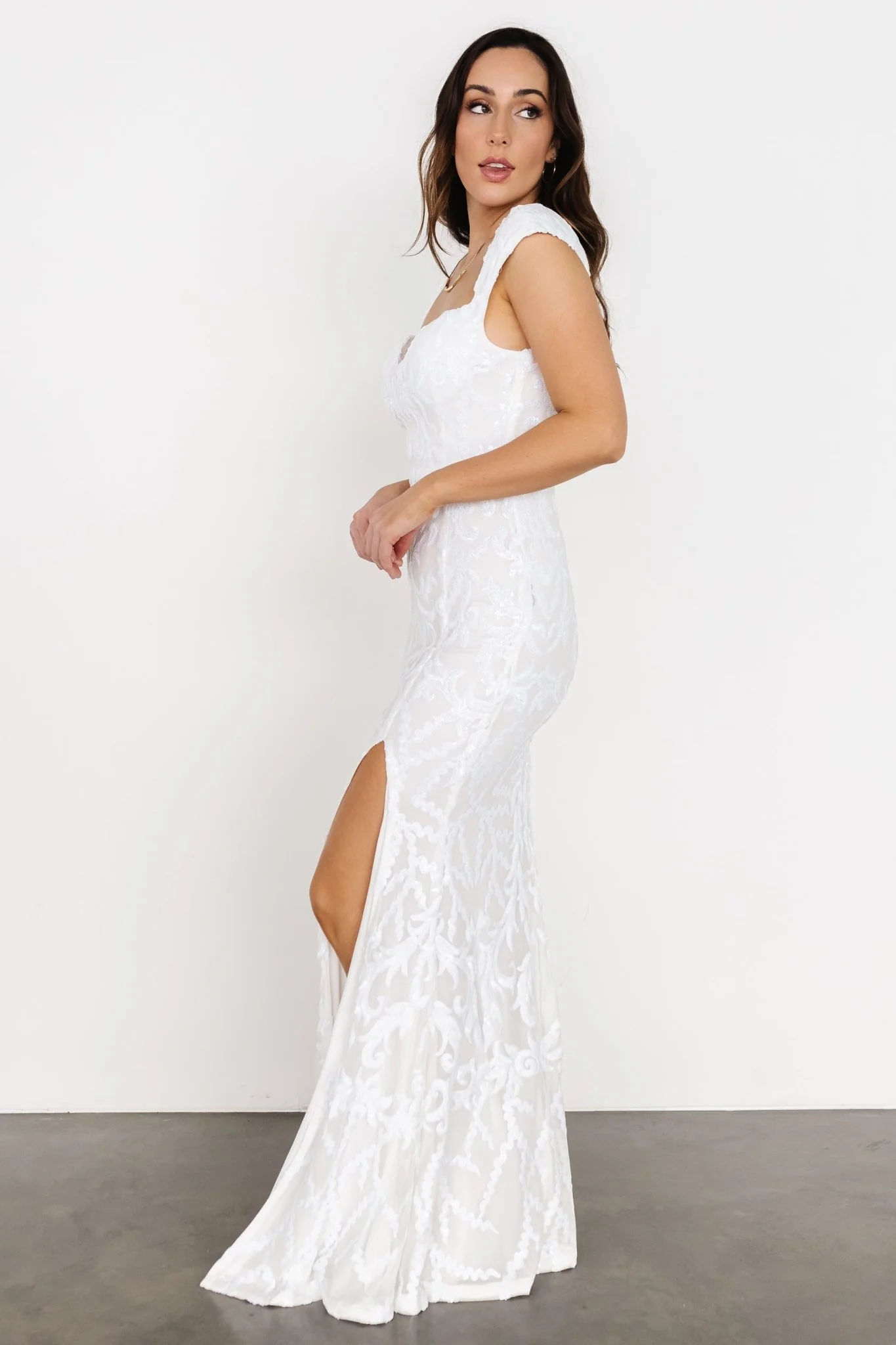 Kylene Sequin Maxi Gown | White