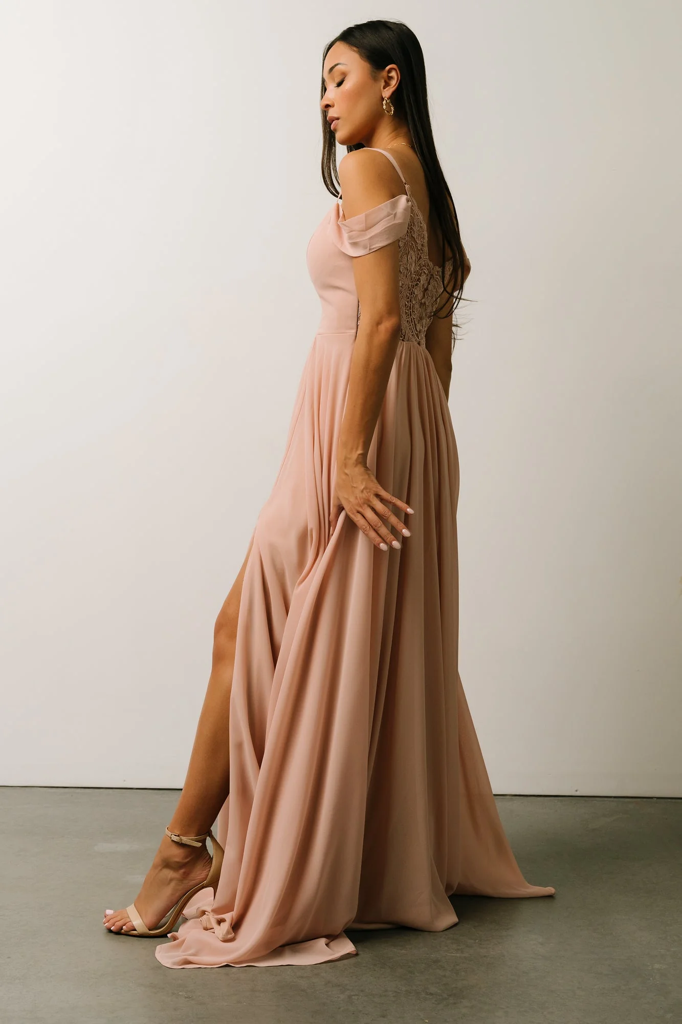 Bianca Lace Maxi Dress | Nude Blush