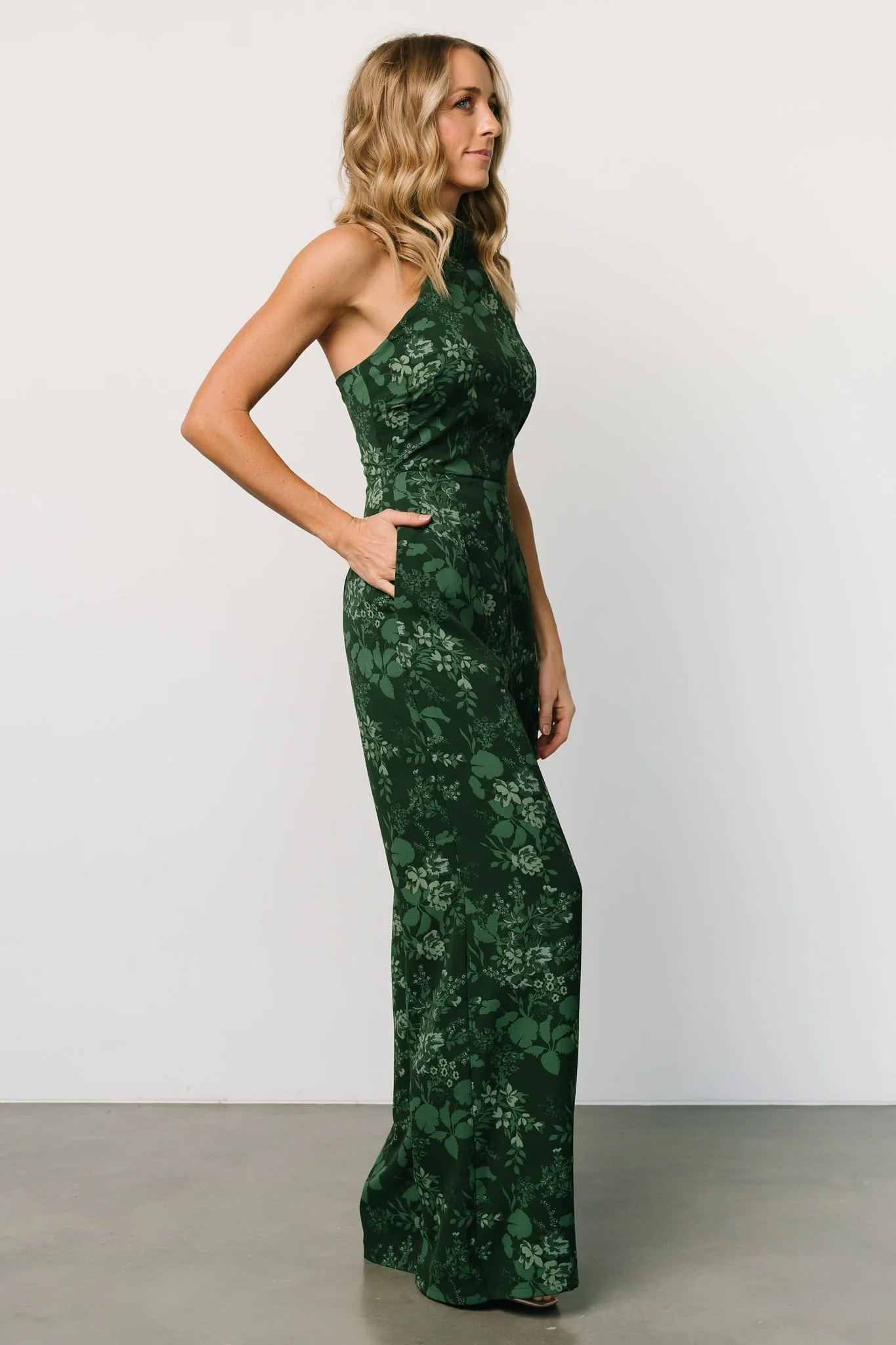 Freya Halter Jumpsuit | Emerald Floral