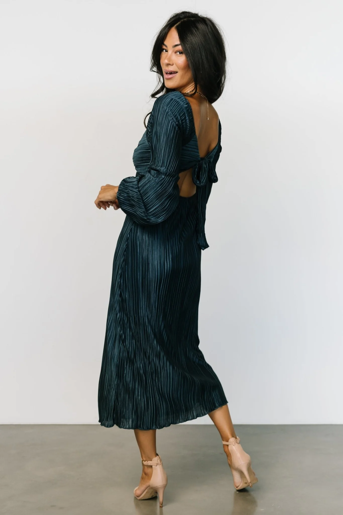 Amani Pleated Midi Dress | Peacock