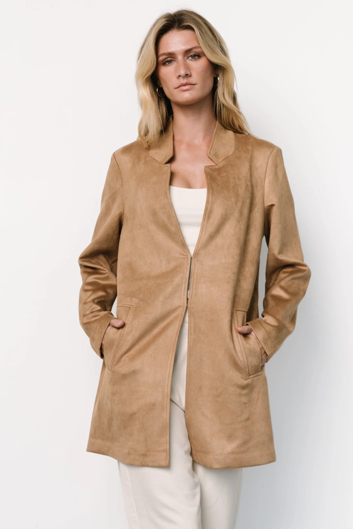 Queenie Faux Suede Jacket | Camel