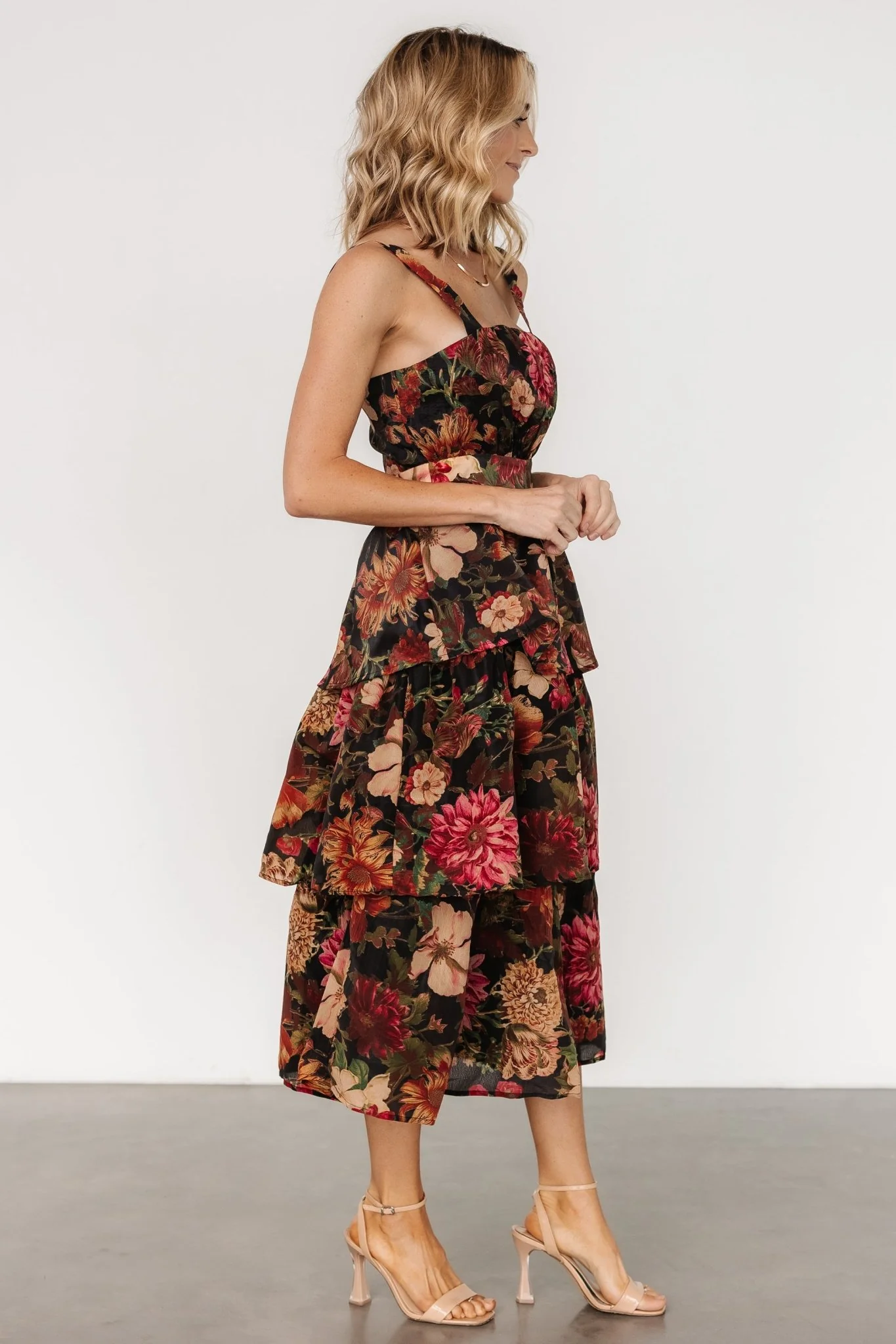 Cologne Tiered Dress | Black Floral