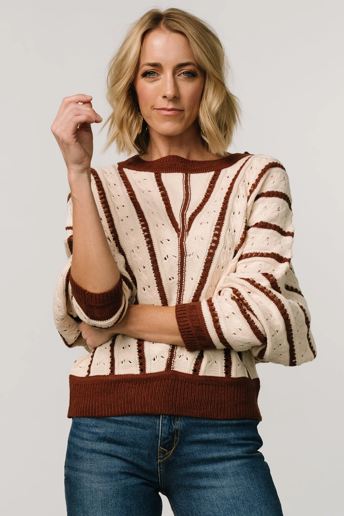 Paola Pointelle Sweater | Cream + Copper