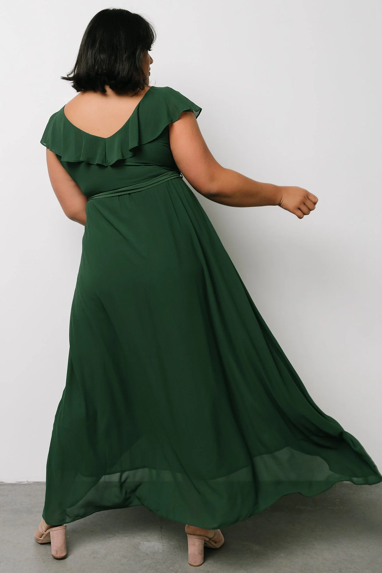Katya Ruffle Maxi Dress | Evergreen