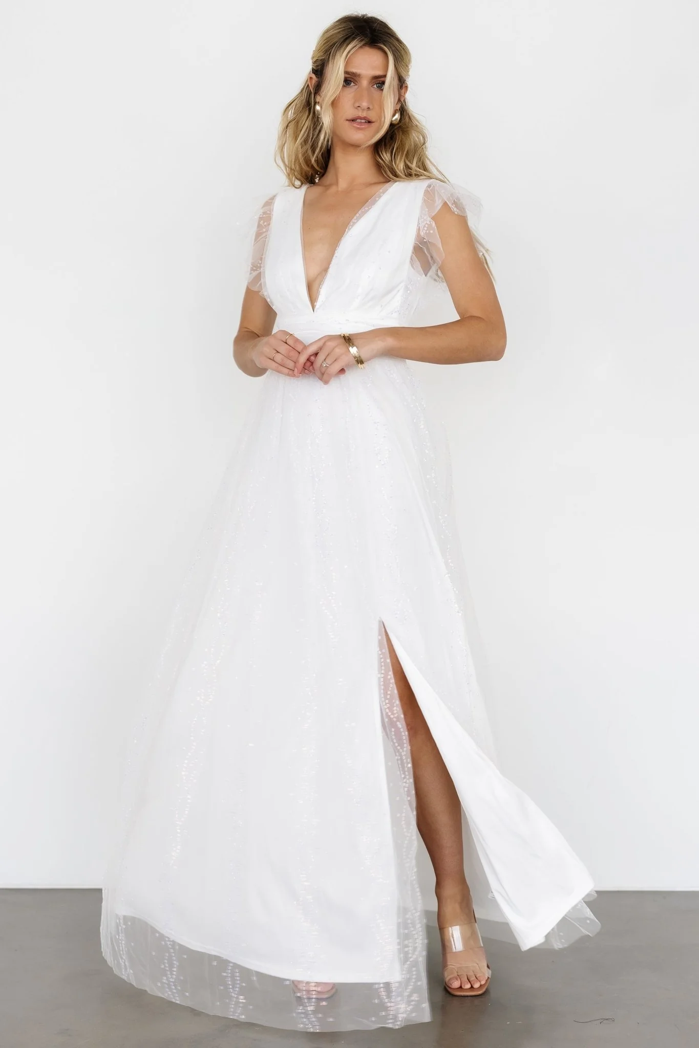 Annika Sequin Mesh Maxi Dress | Off White