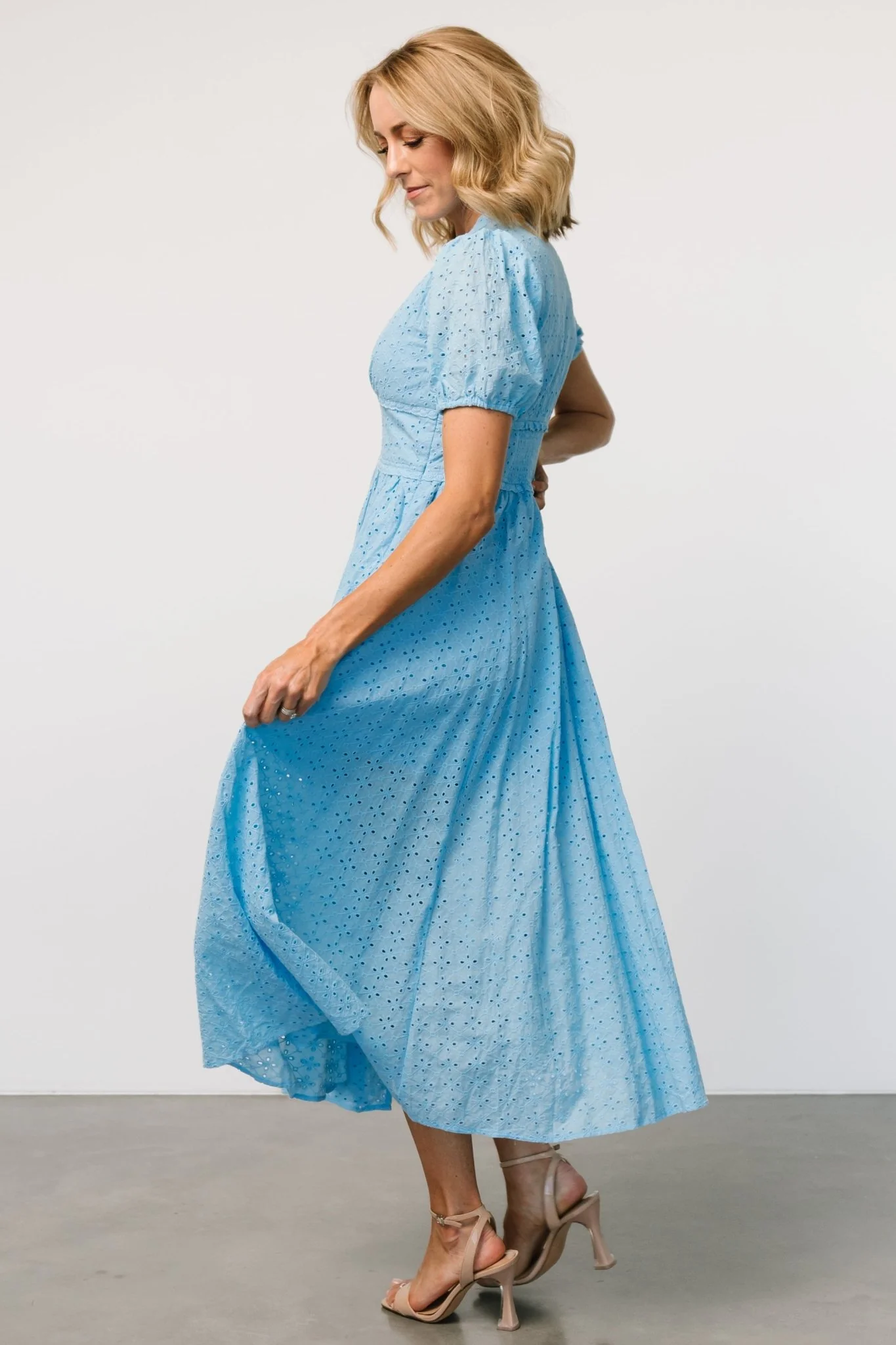 Esther Eyelet Midi Dress | Blue