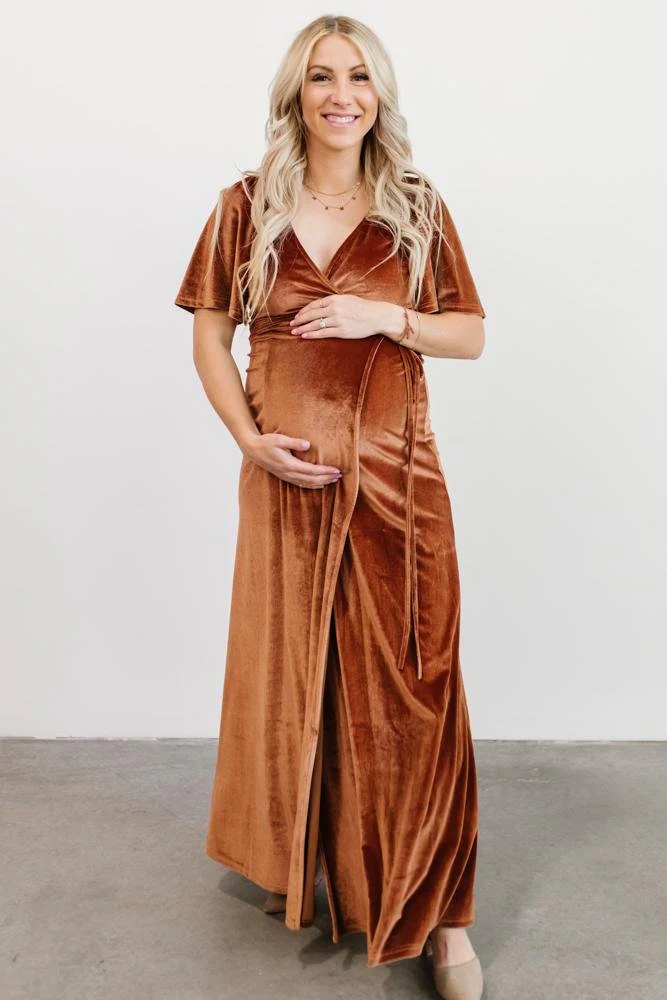 Meghan Velvet Wrap Maxi Dress | Spice