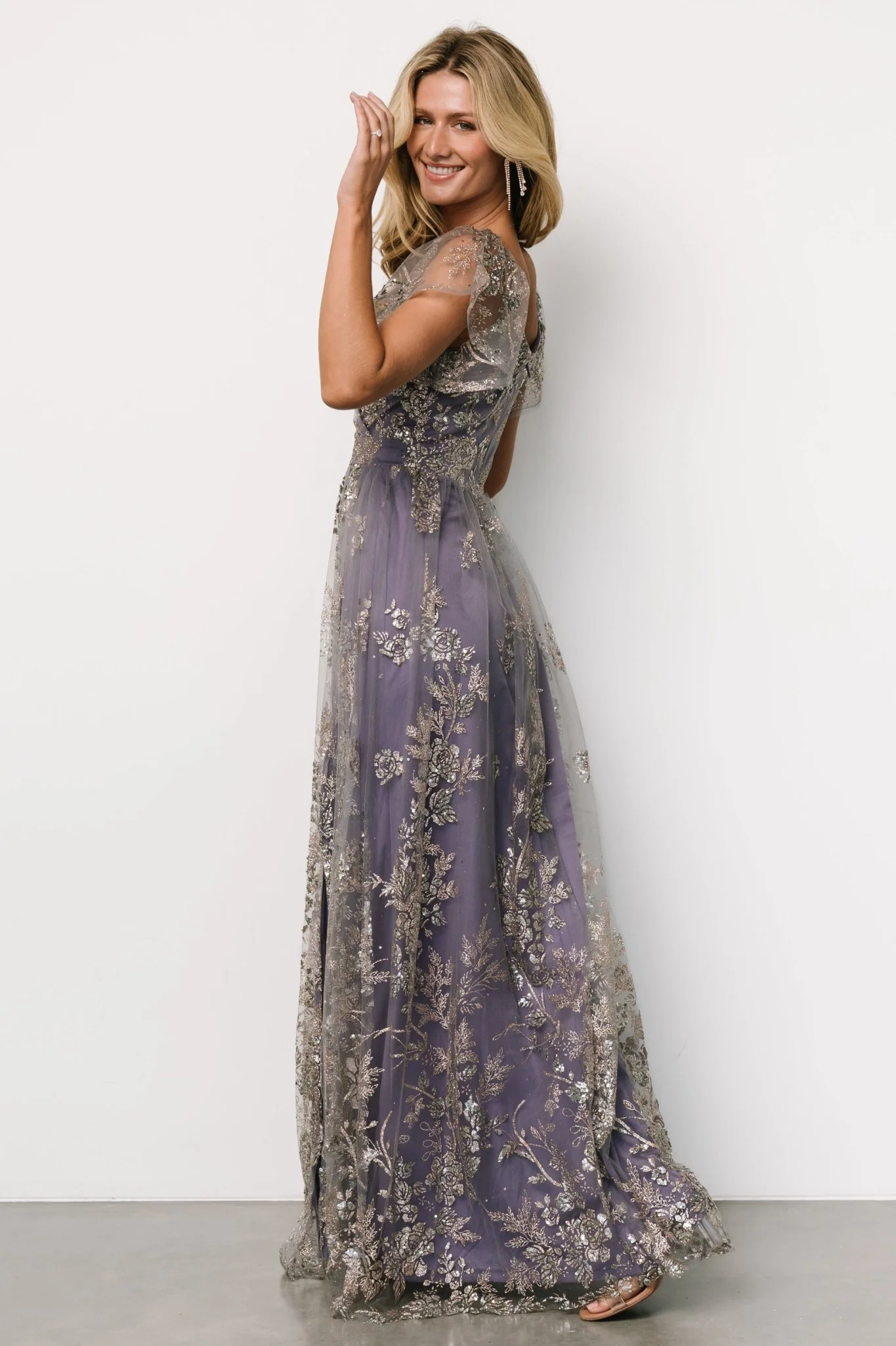 Corinne Shimmer Maxi Gown | Blue + Rose