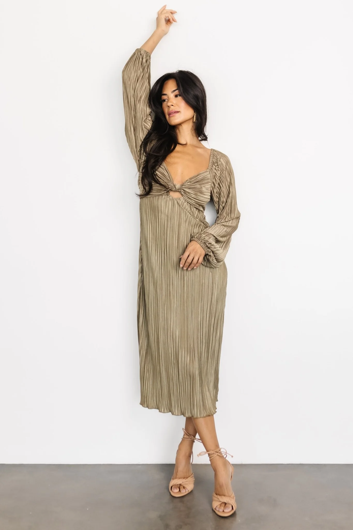 Amani Pleated Midi Dress | Olive