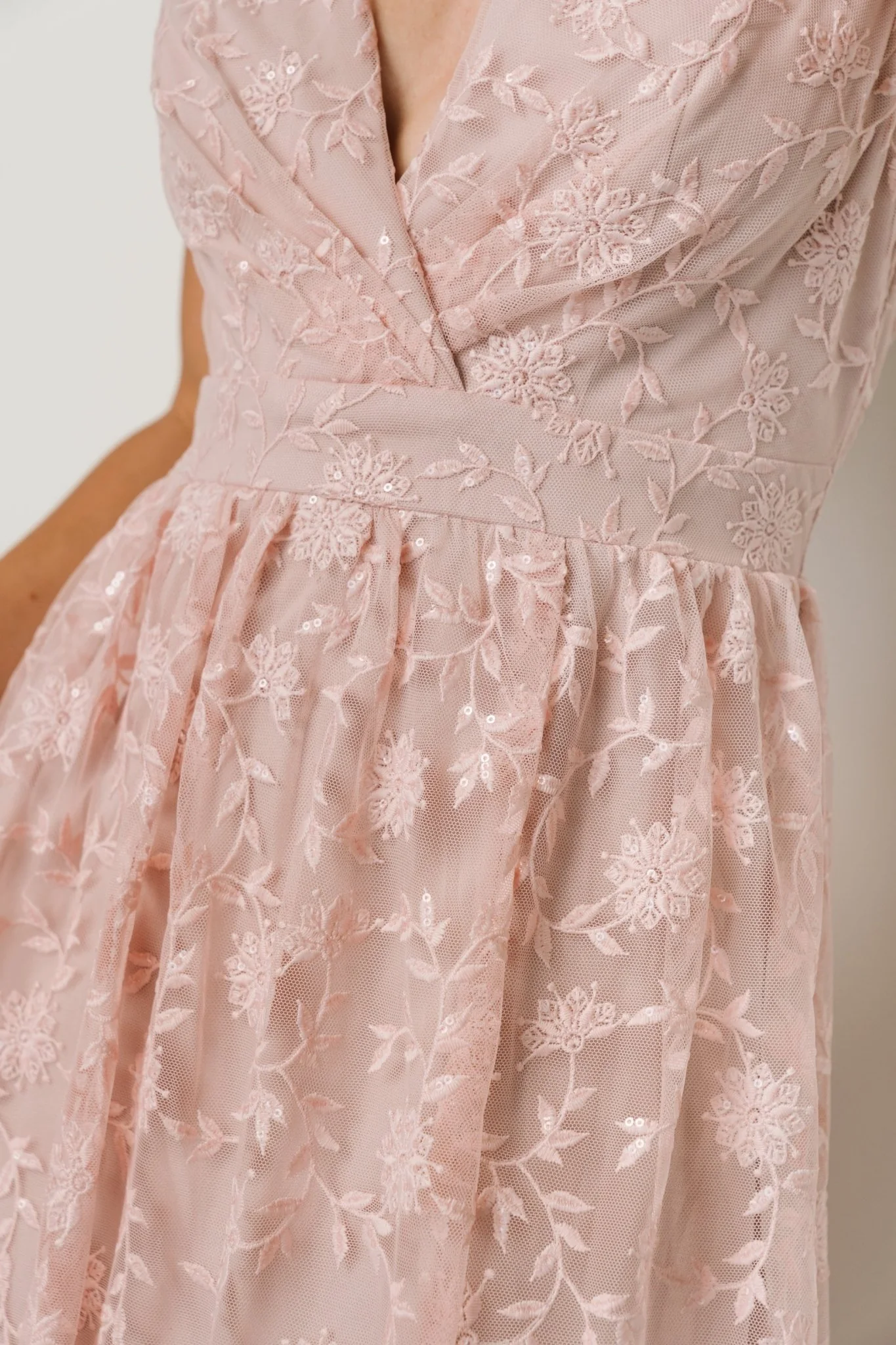 Alexa Embroidered Sequin Maxi Dress | Blush Rose