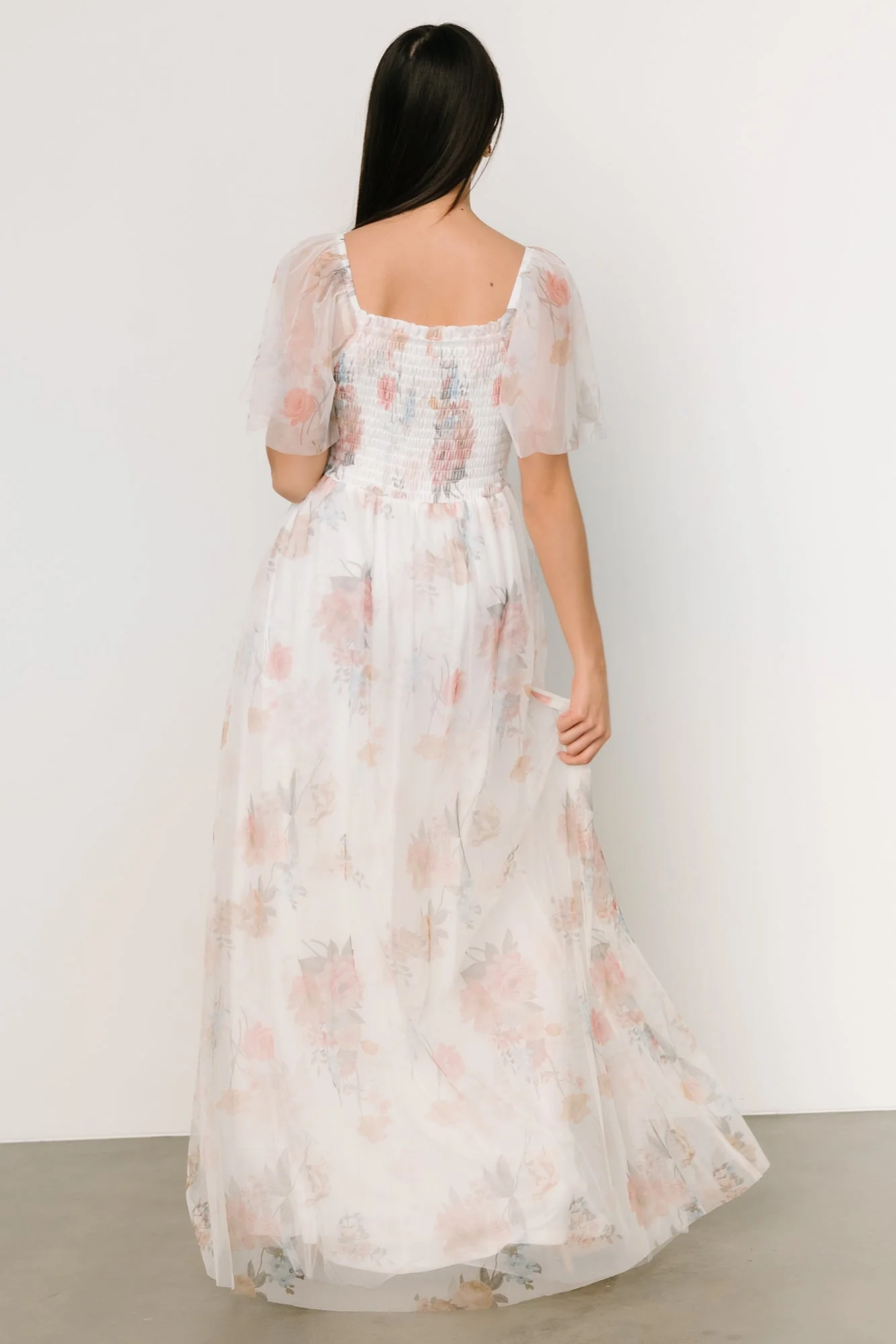Cassandra Tulle Maxi Dress | White Multi