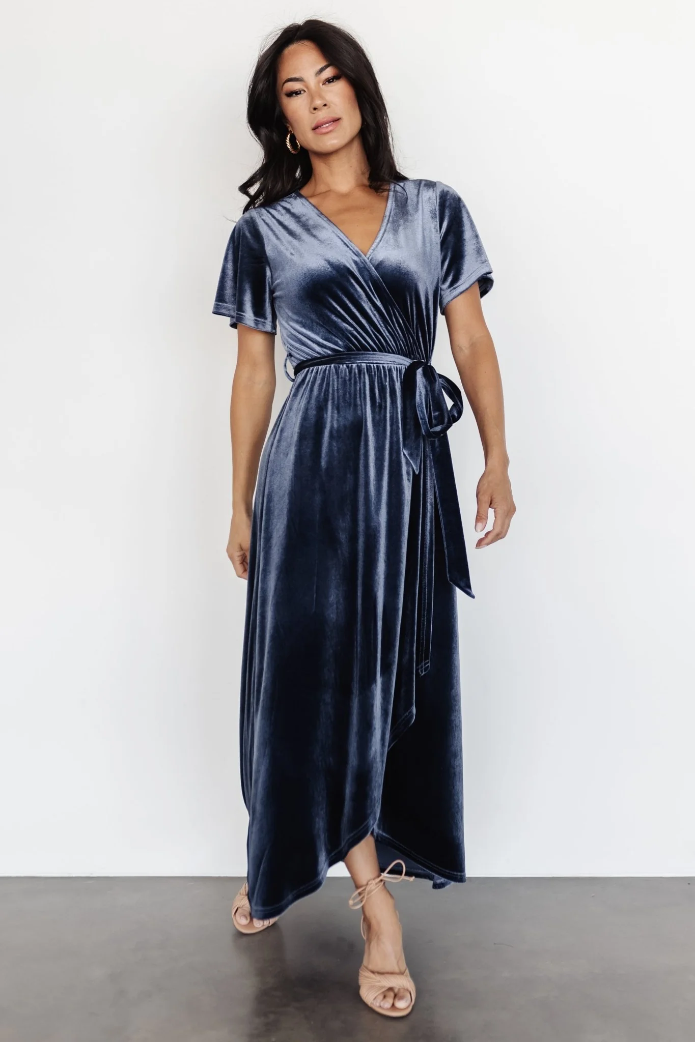 Nadine Velvet Midi Dress | Blue