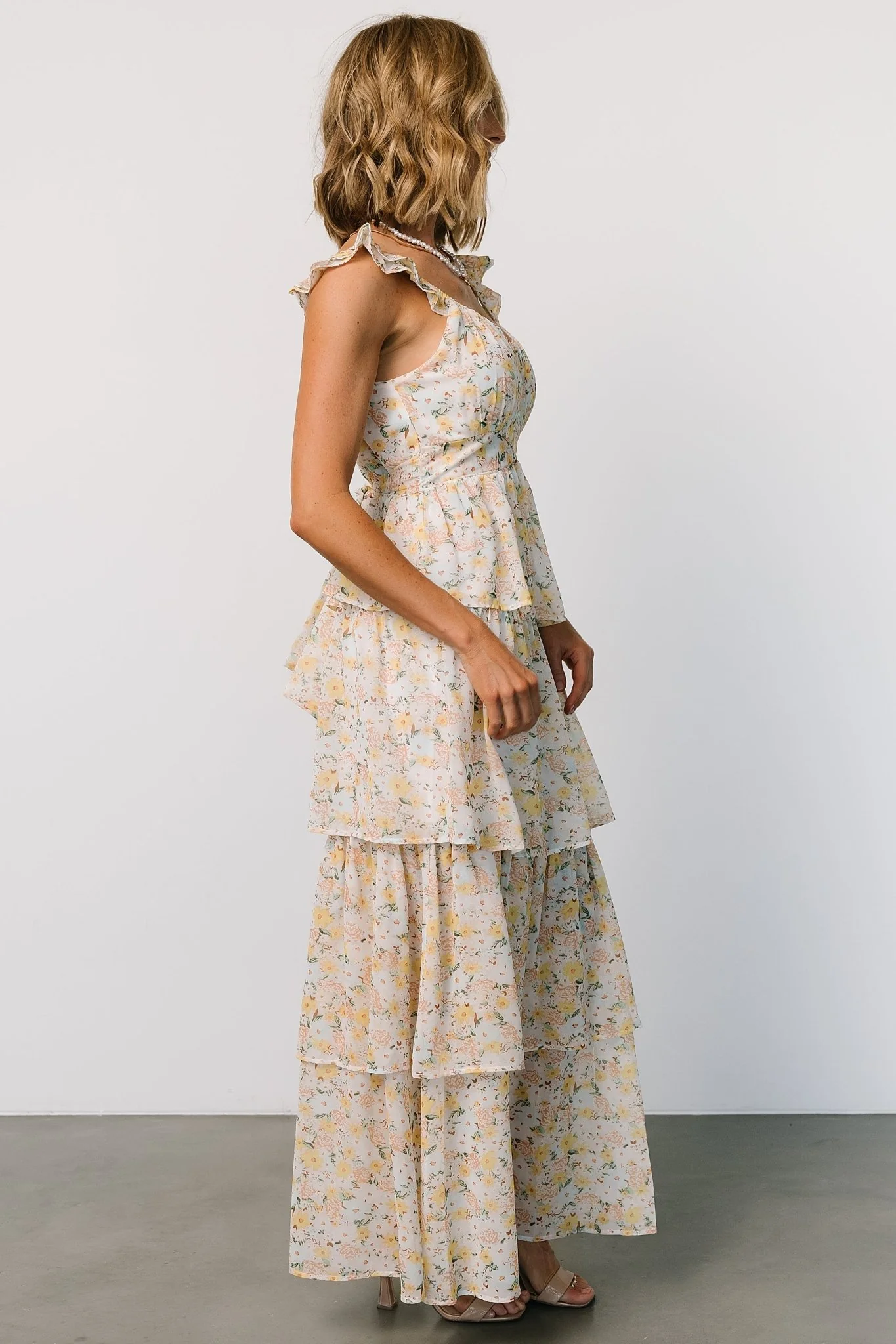 Marigold Tiered Maxi Dress | Yellow Floral
