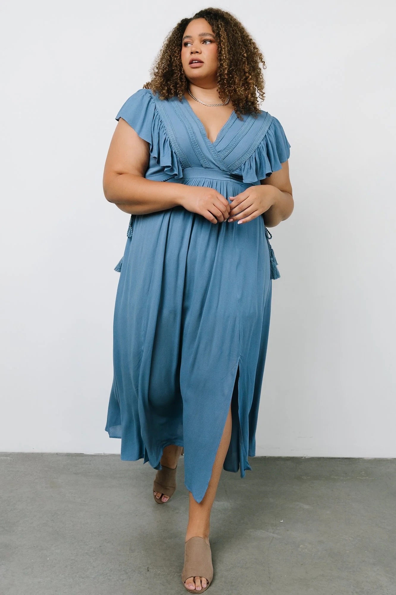 Jennifer Deep V Maxi Dress | Blue
