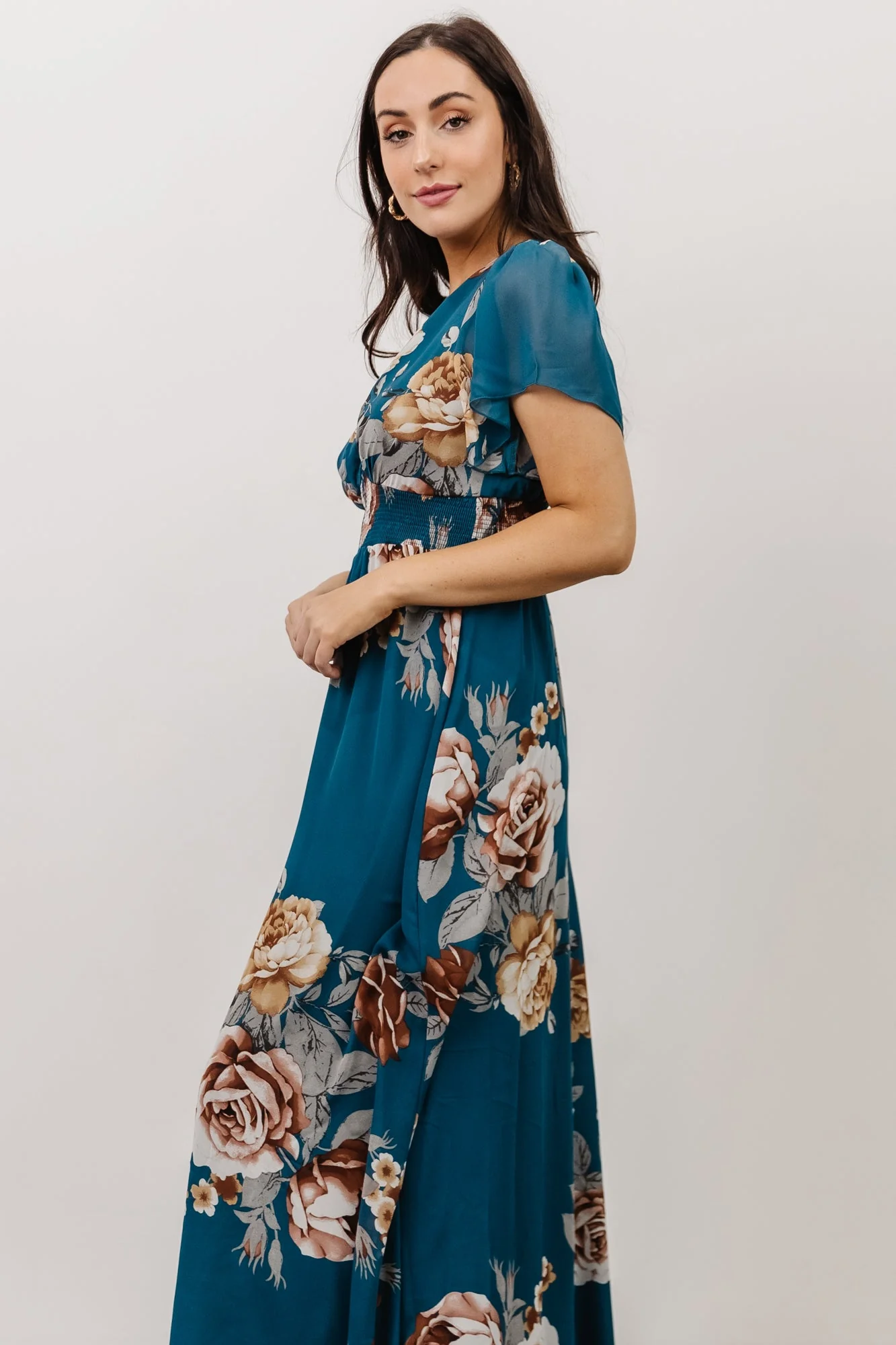 Alexandria Smocked Maxi Dress | Blue Floral