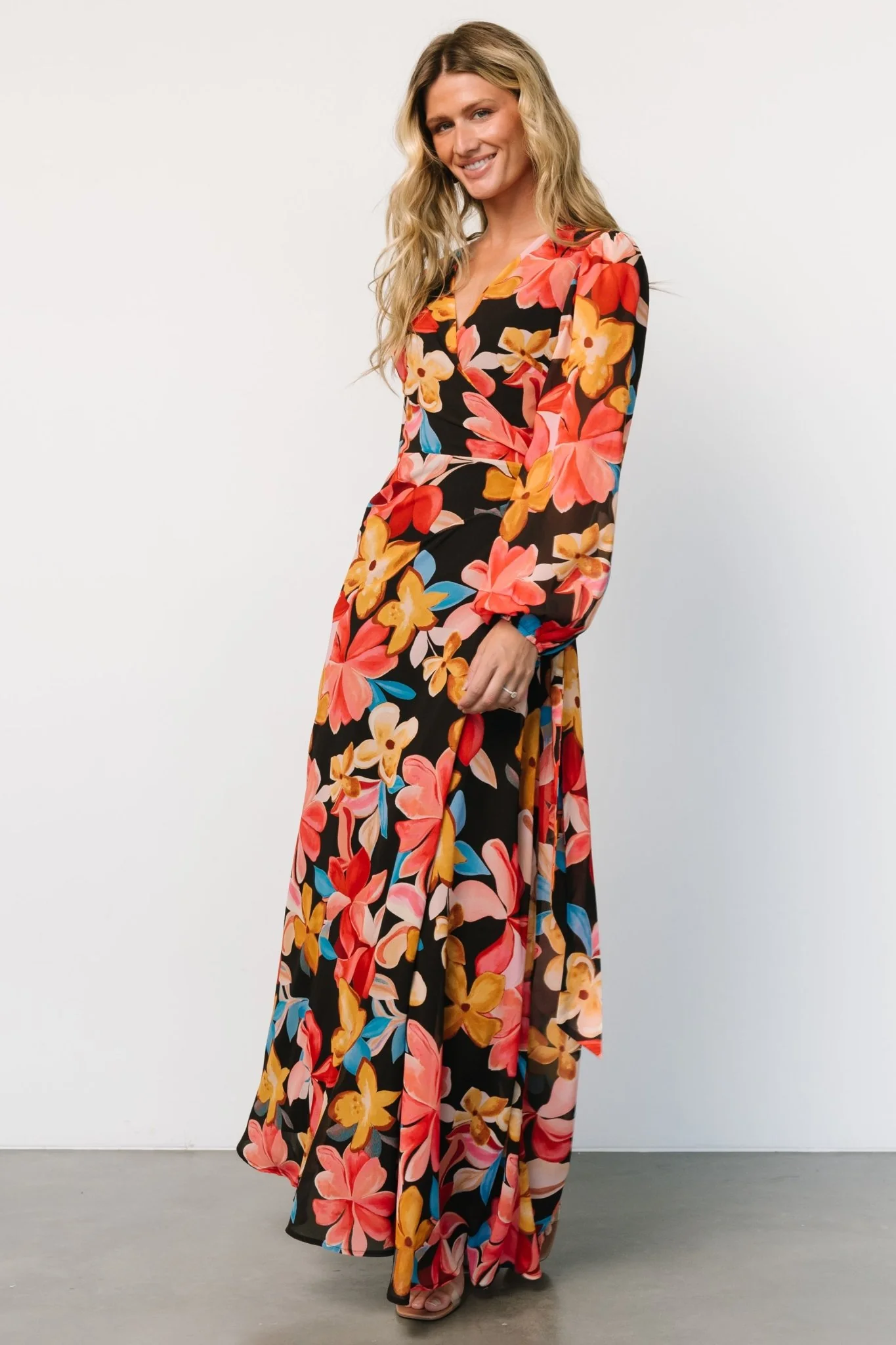 Katinka Wrap Maxi Dress | Tropical Night Floral