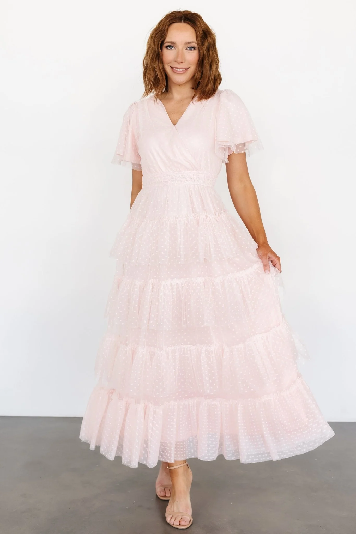 Laia Tiered Maxi Dress | Pale Blush