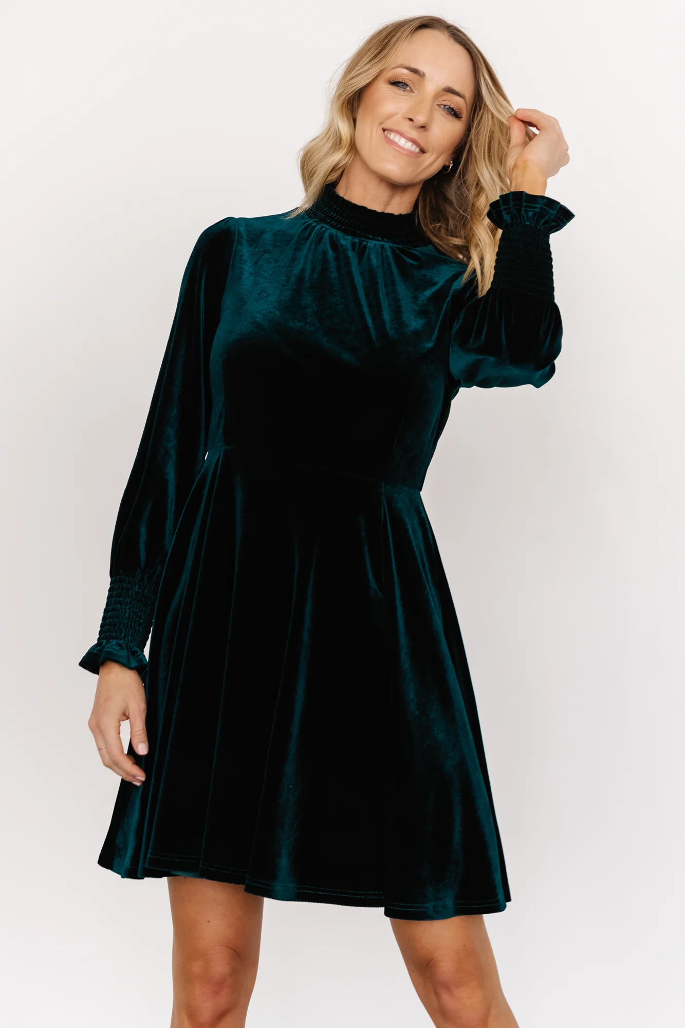 Tina Velvet Short Dress | Emerald