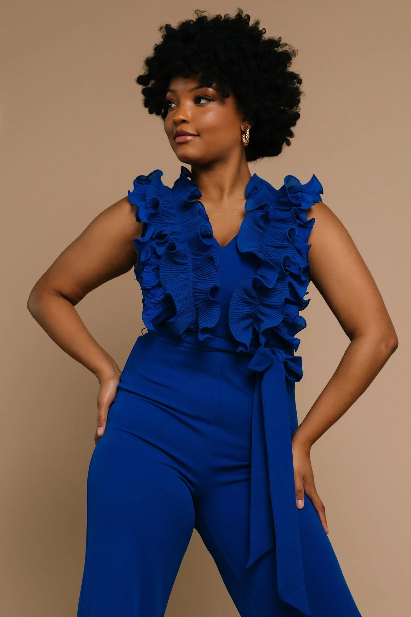 Tyra Ruffle Tank Jumpsuit | Cobalt
